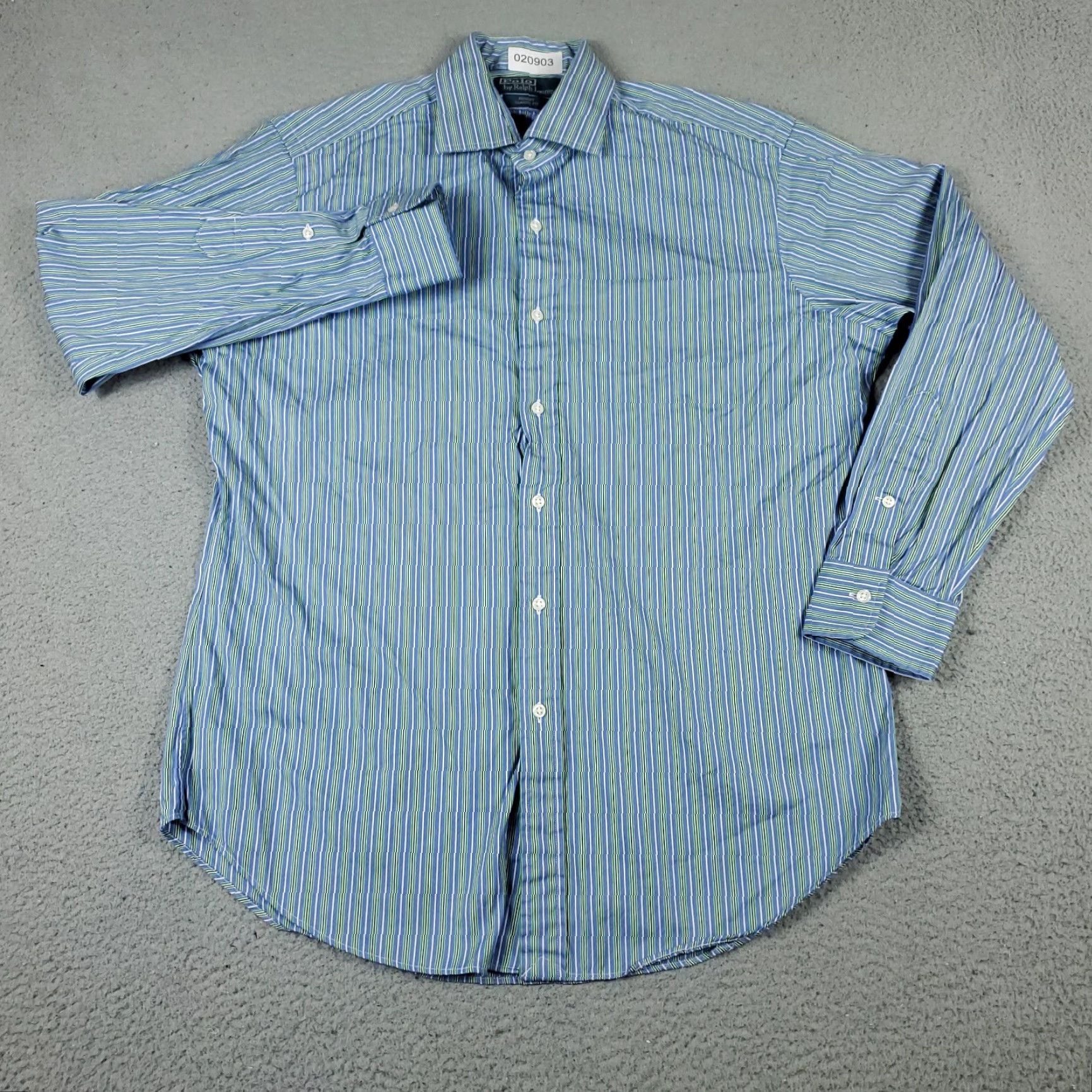 Ralph Lauren Ralph Lauren Shirt Dress Shirt Blue Striped Regent Button-Up Long Sleeve 16 Men Regular Size 16 Blue Classic Preppy Mens Size 42R - 2 Thumbnail