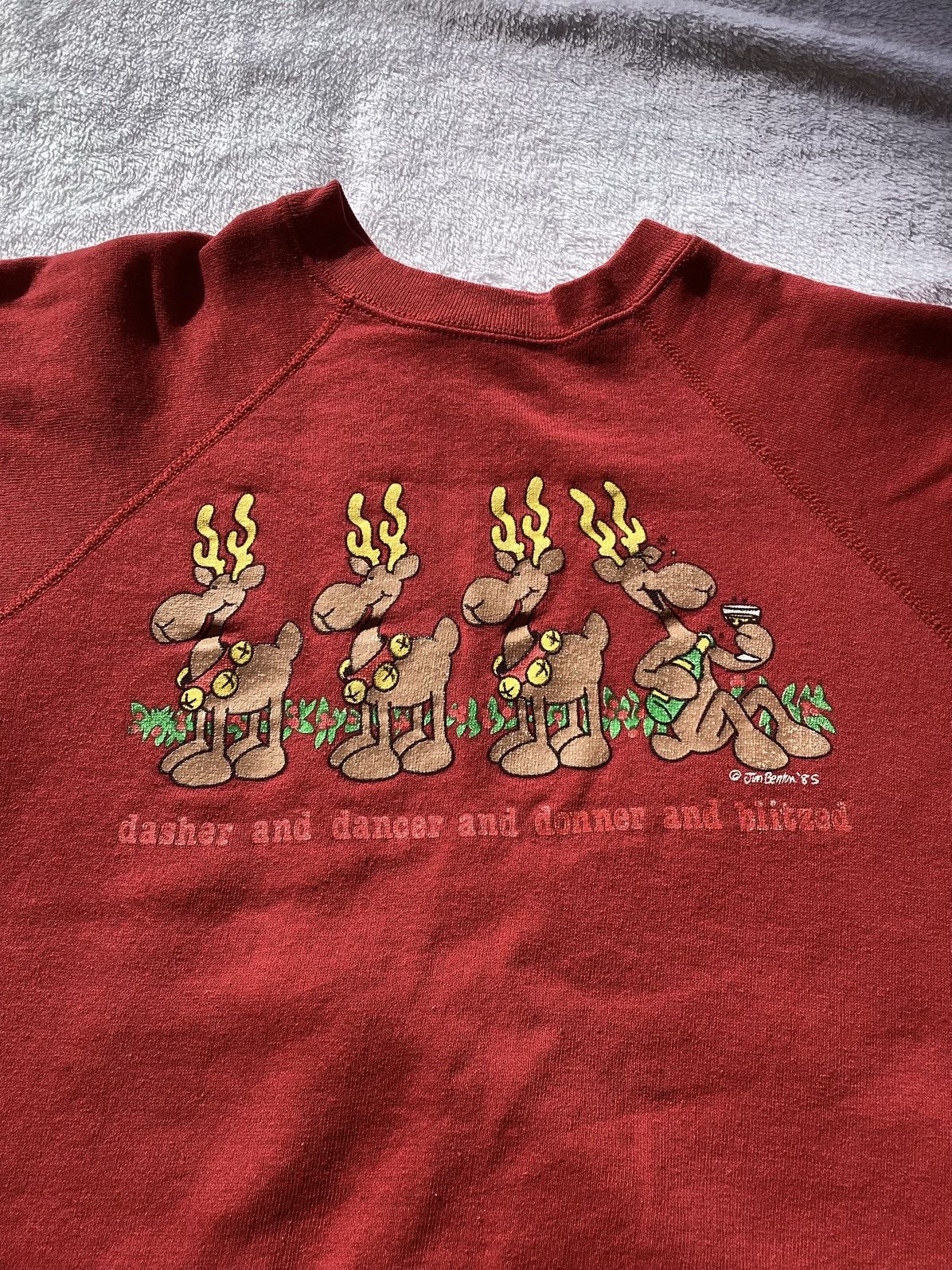 Tultex × Vintage Vintage 1985 Jim Benton Christmas reindeer tultex sweatshirt Size US L / EU 52-54 / 3 - 3 Thumbnail