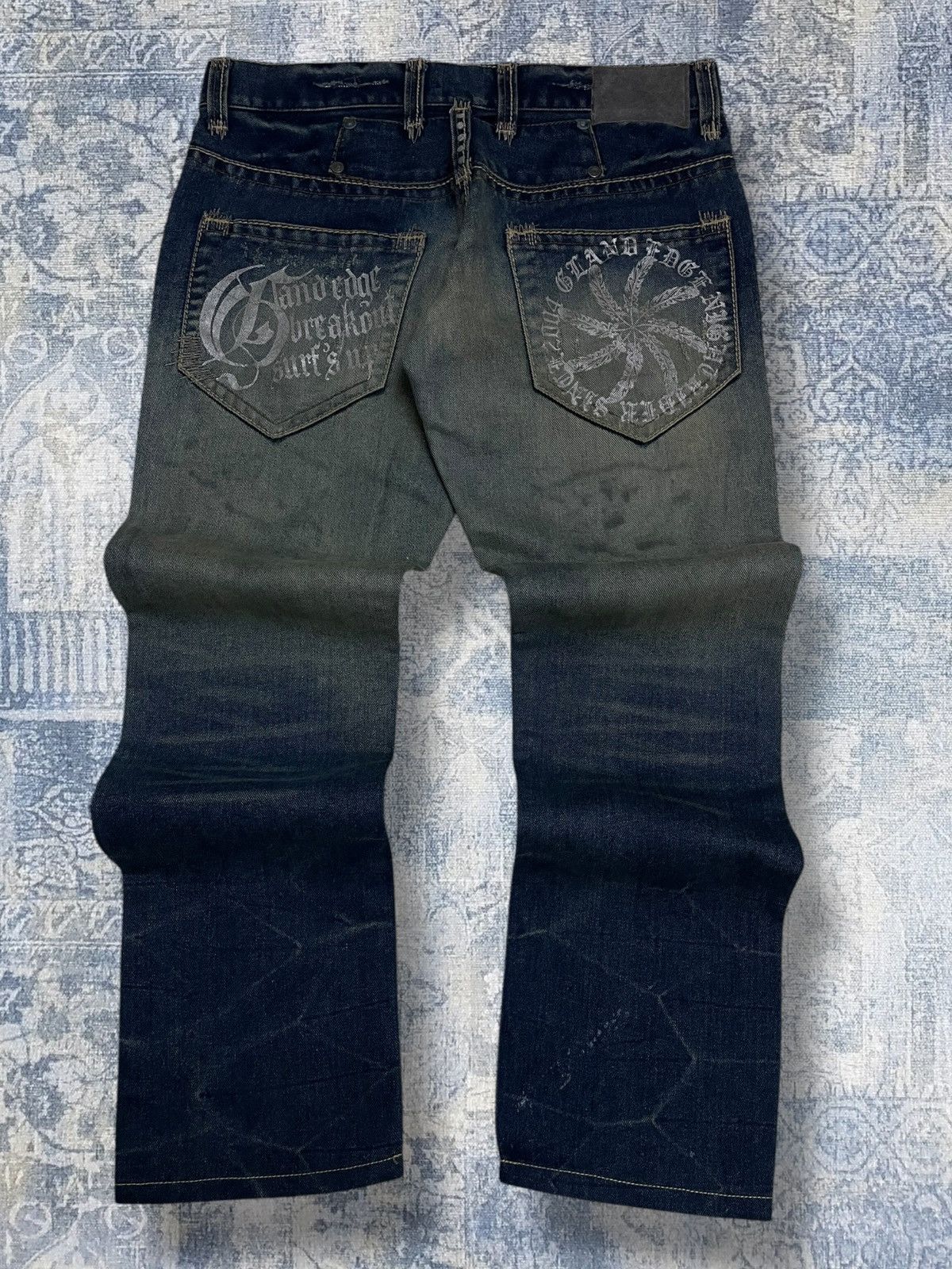 Tornado Mart Vintage 1990s Japan Designer Land Edge Distressed Denim Size US 32 / EU 48 - 8 Thumbnail