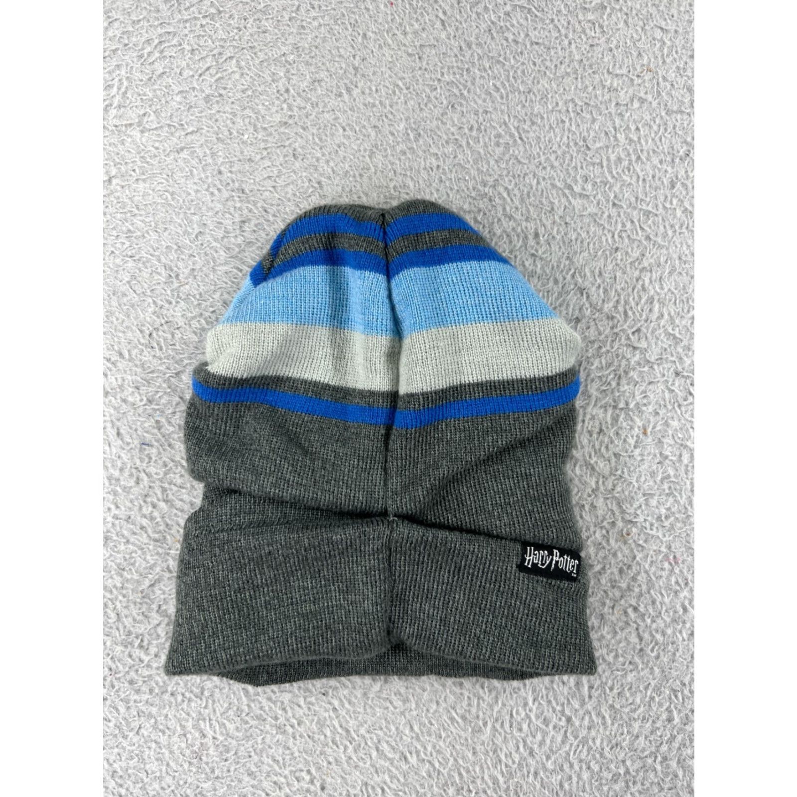 Vintage Harry Potter Beanie Hat Adult One Size Gray Blue Ravenclaw Embroidered Acrylic Knit Logo Ski Size ONE SIZE - 3 Thumbnail