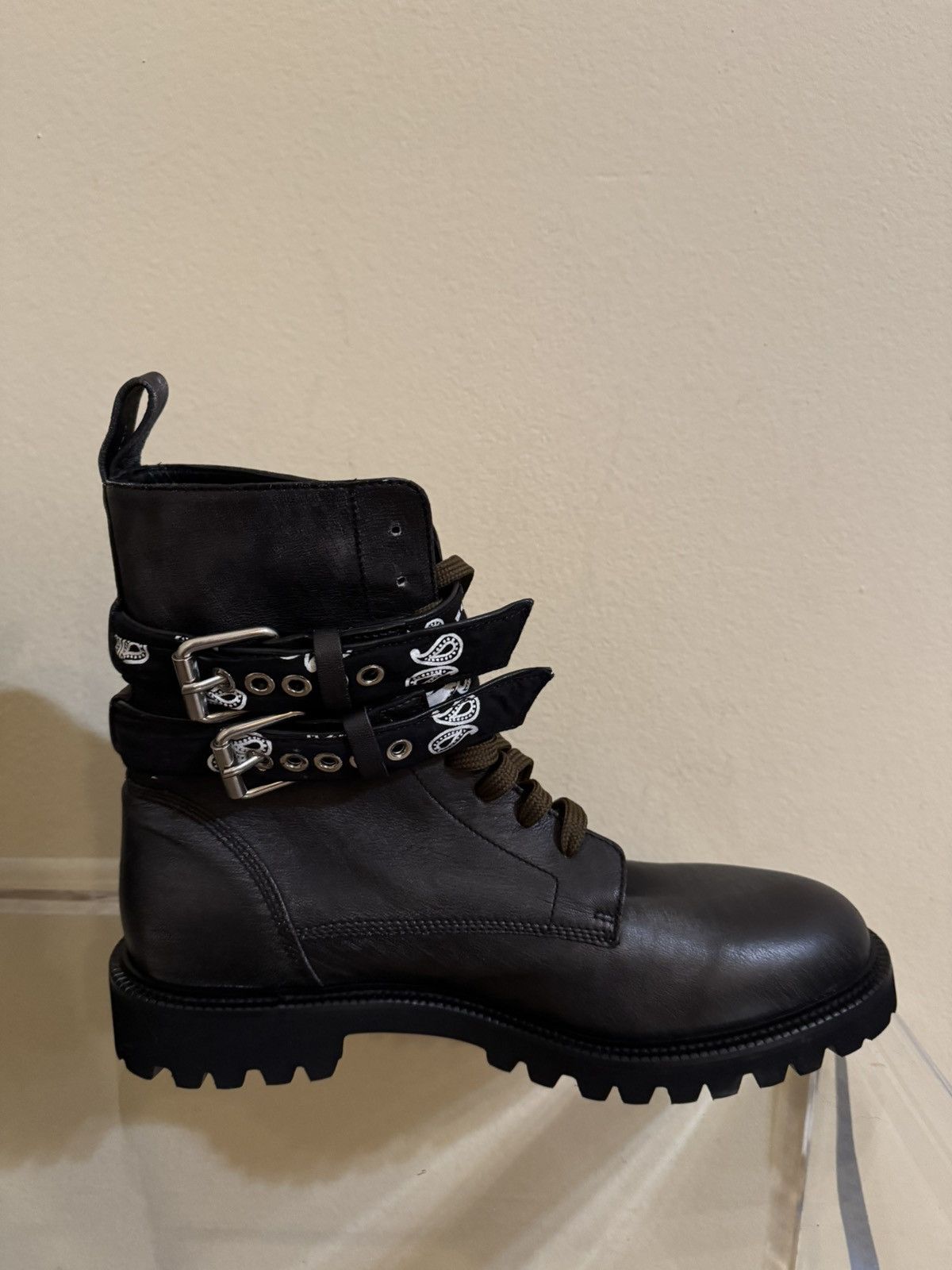 Amiri Amiri Bandana High Top Leather Combat Boots Black 43 Size US 10 / EU 43 - 4 Thumbnail