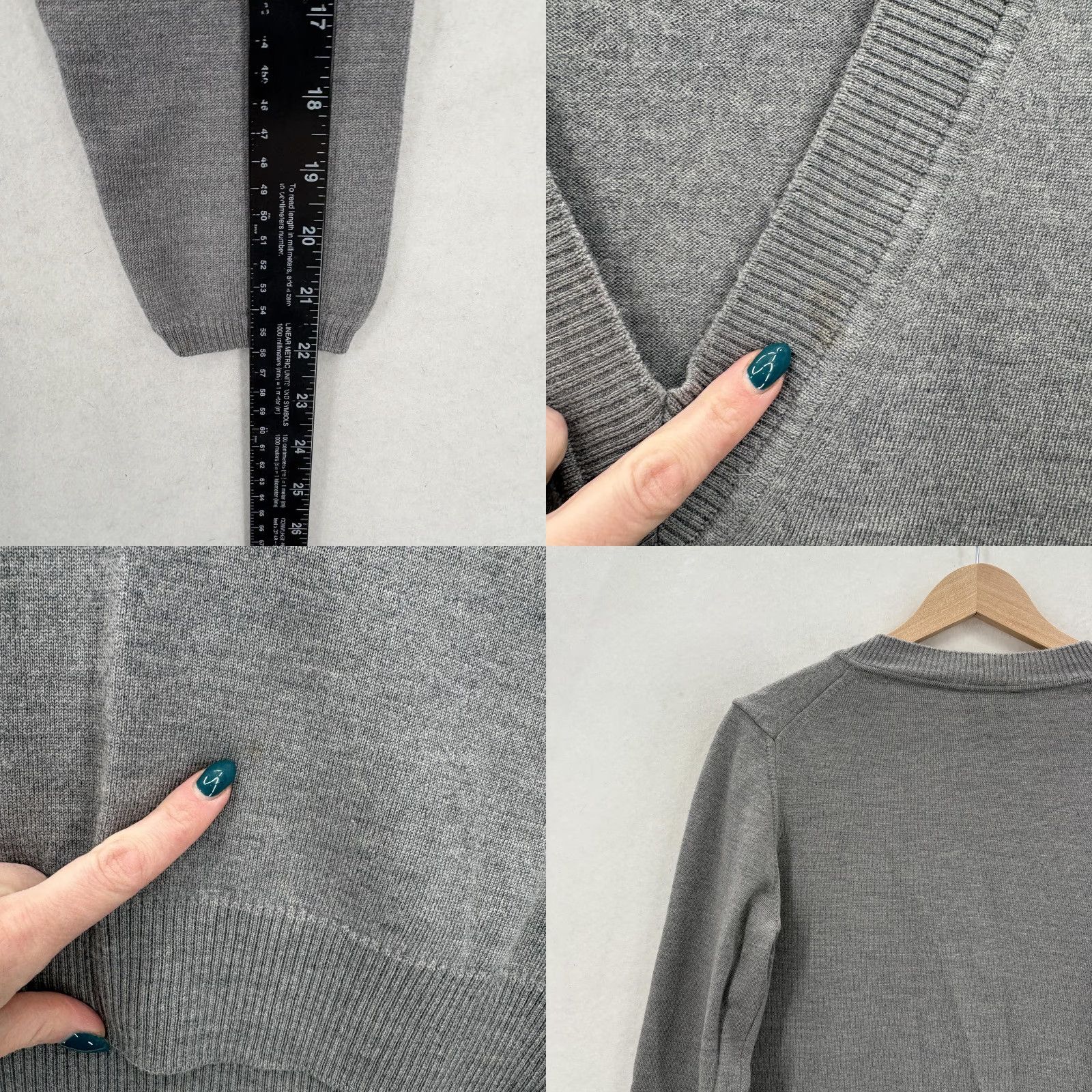 Talbots Talbots Sweater Womens Large Gray 100% Merino Wool V-Neck Knit Pullover Italy Size L / US 10 / IT 46 - 8 Thumbnail