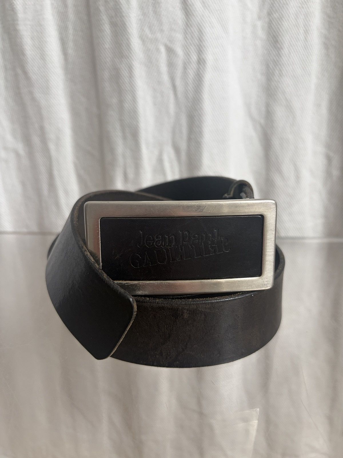 Jean Paul Gaultier 2000s Square Buckle Leather Belt Size 30 - 1 Thumbnail