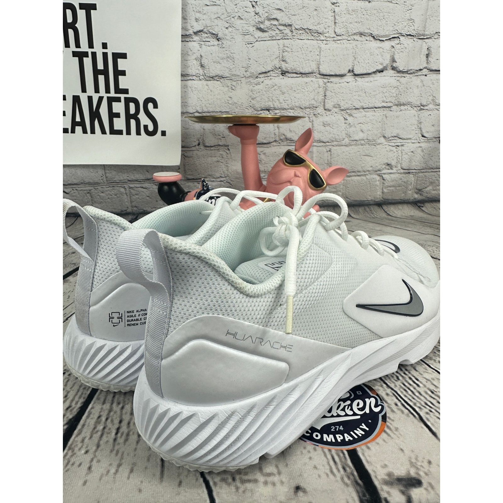 Nike Nike Alpha Huarache 8 Pro Turf Mens 12 White Lacrosse Cleats Size US 12 / EU 45 - 4 Thumbnail