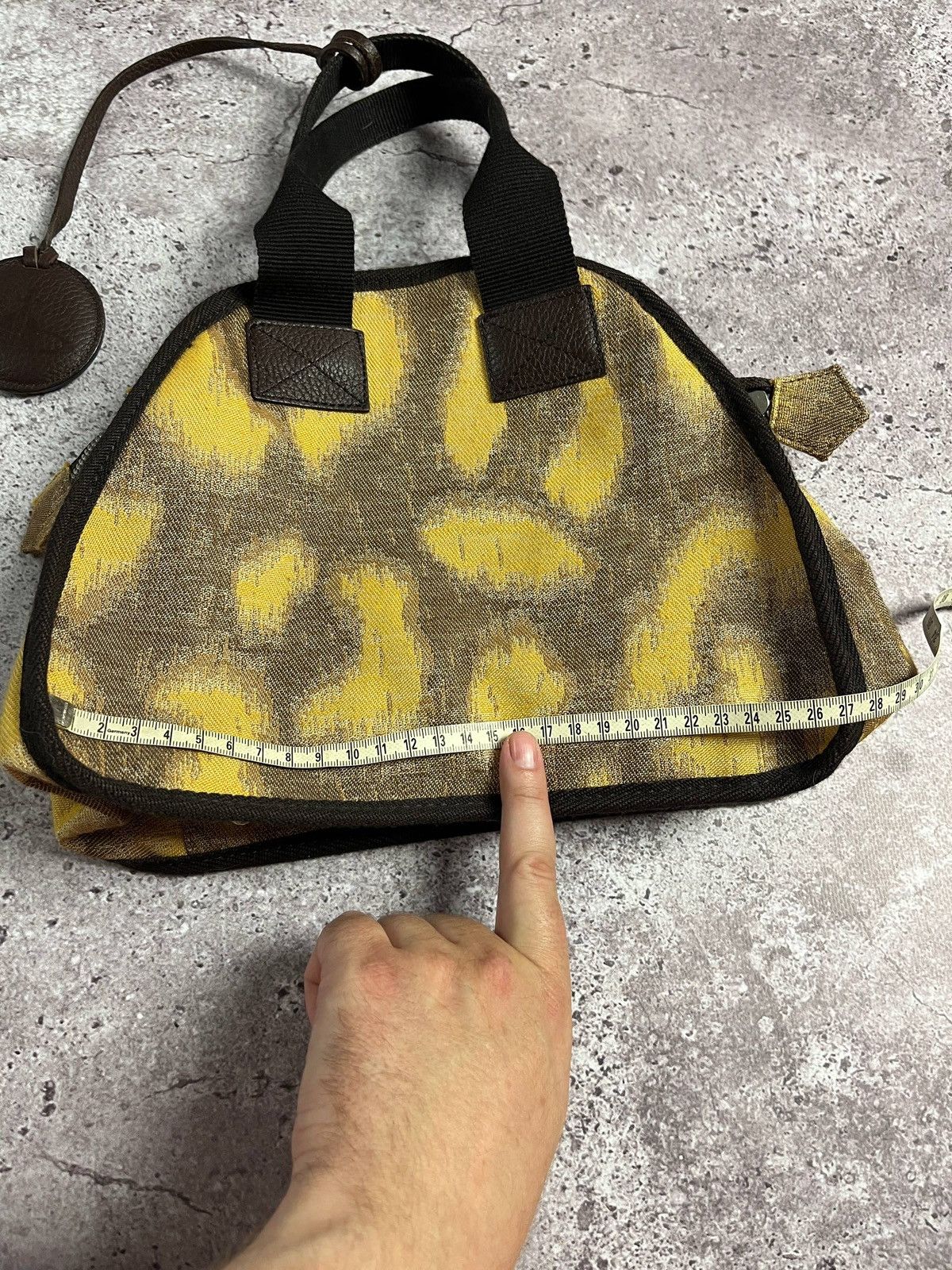 Vivienne Westwood Yellow Leopard Print Handbag OrbLogo Canvas SatchelTote Rare Size ONE SIZE - 17 Thumbnail
