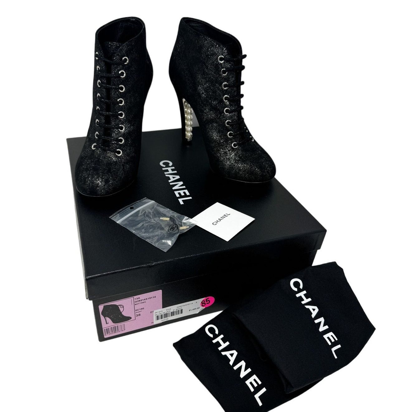 Chanel Chanel Pearl Heel CC logo Victorian Ankle Boots size 38 Size US 8 / IT 38 - 3 Thumbnail