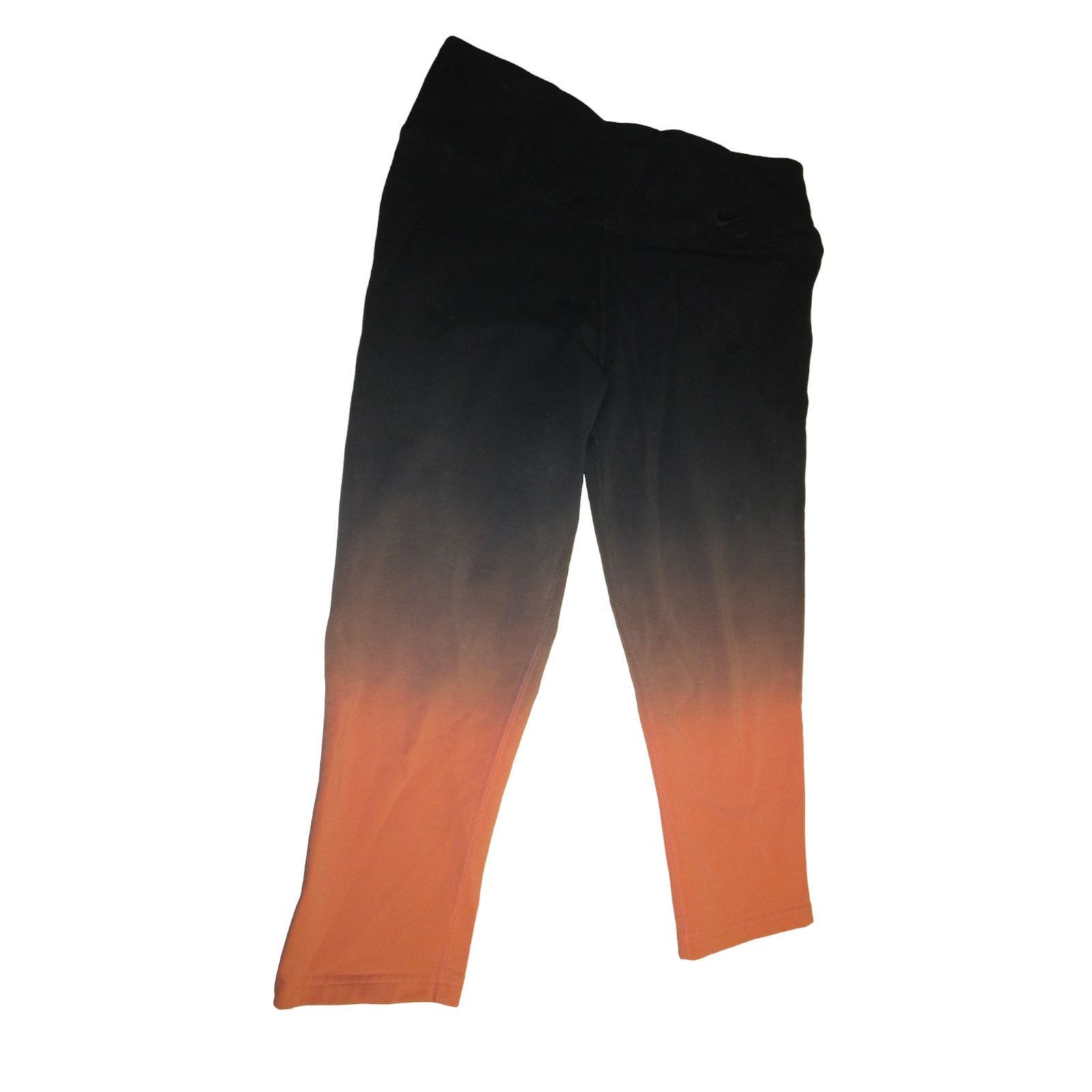 Nike Nike Dri-FIT Ombre Black Orange Gradient Capri Leggings S Size 23" - 2 Thumbnail