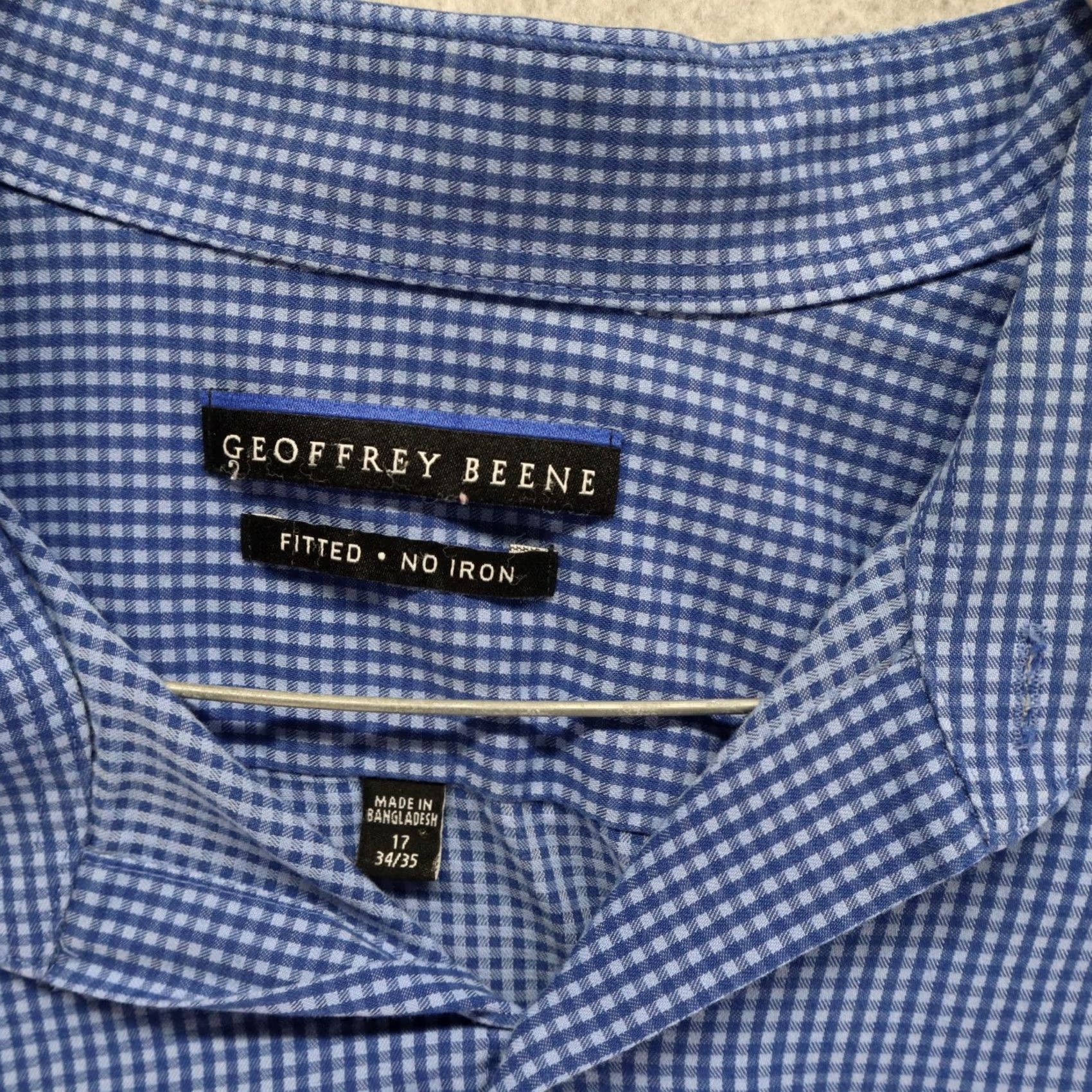 Geoffrey Beene Geoffrey Beene Shirt Mens 17 34/35 Fitted Button Up Blue Plaid Long Sleeve Size US XL / EU 56 / 4 - 4 Thumbnail