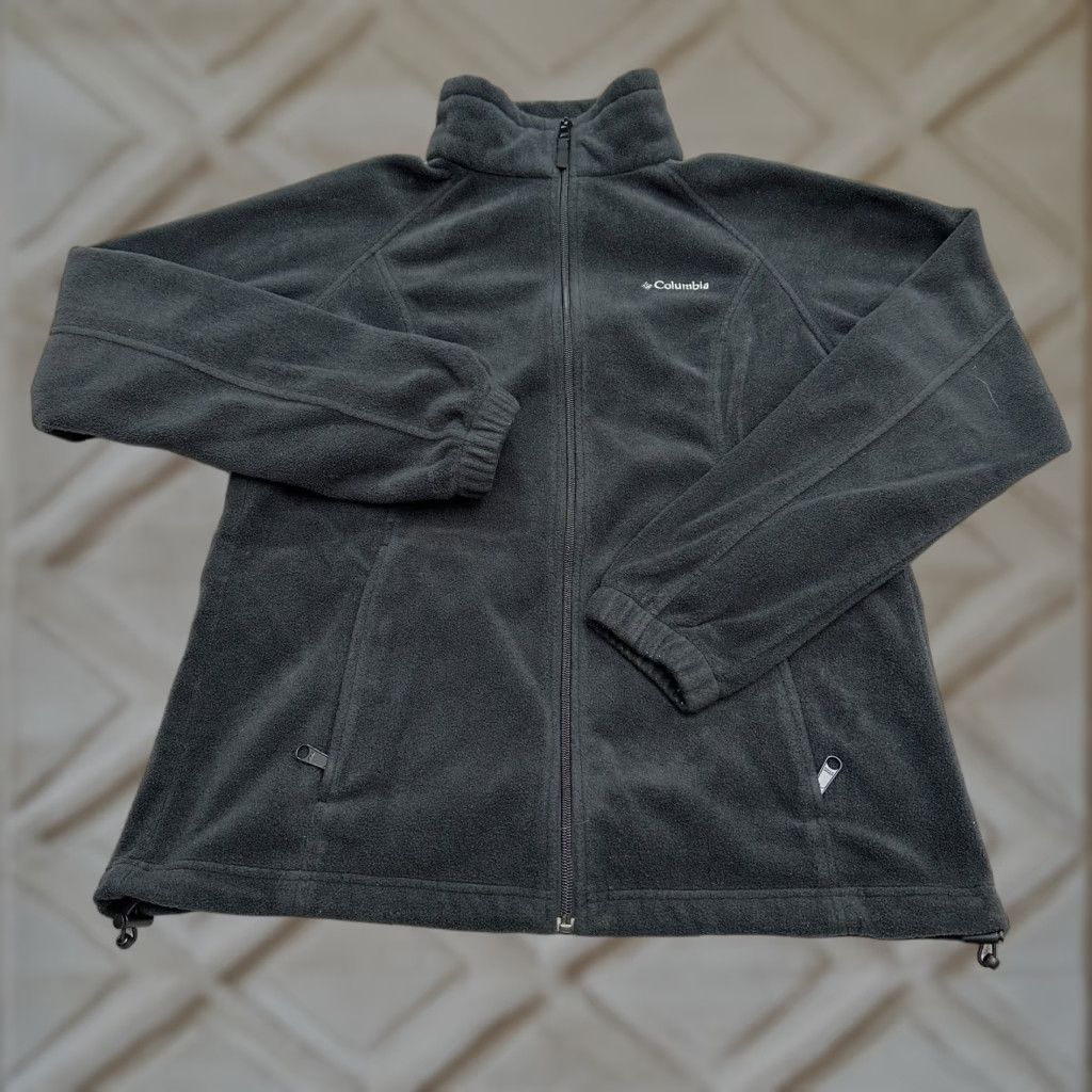 Vintage Columbia Jacket Women's Benton Springs Fleece Full Zip Black L Outdoor Casual Winter Spring Summer Fall Pockets Logo Size L / US 10 / IT 46 - 1 Thumbnail