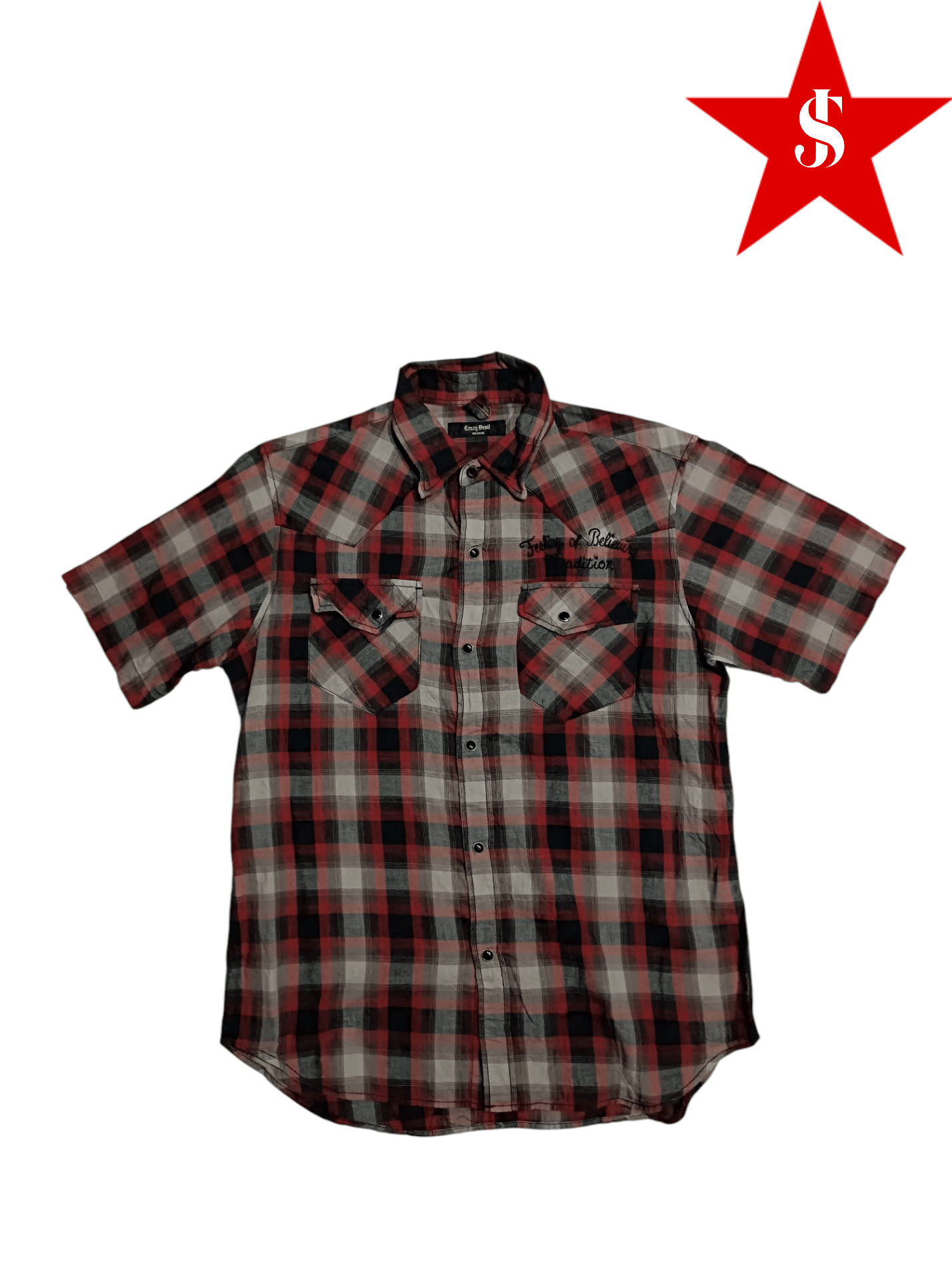 Japanese Brand Short Sleeve Western Style Embroidery Poem Shirt Size US M / EU 48-50 / 2 - 1 Thumbnail