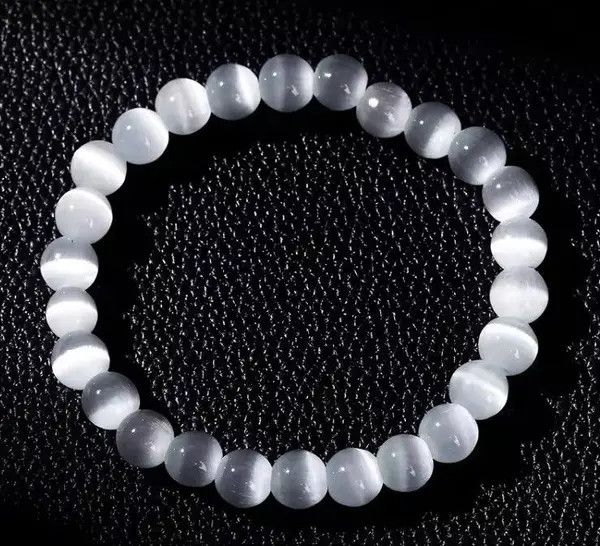 Jewelry 8 Mm White Cat Eyes Bracelet Size ONE SIZE - 1 Thumbnail