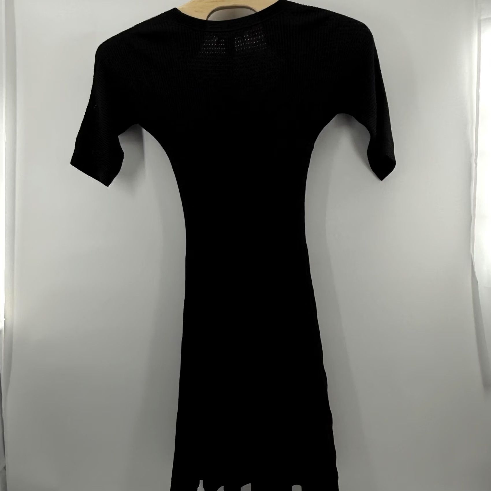 Vintage Catherine Malandrino Dress Womens Medium Black Ribbed Knit Scoop Neck Half Sleeve Size M / US 6-8 / IT 42-44 - 5 Thumbnail