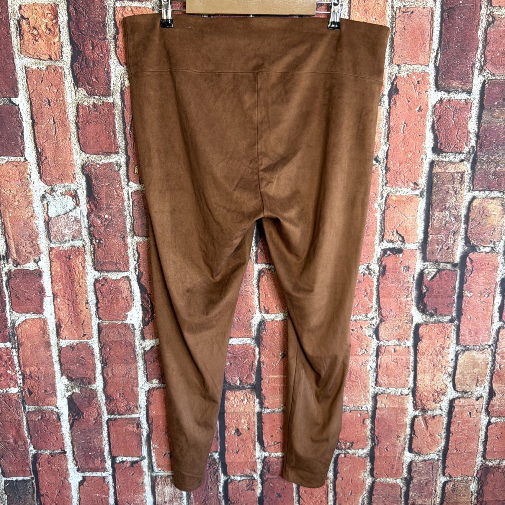Soft Surroundings Soft Surroundings Faux Suede Leggings Womens 1X Brown High Rise Plus Stretch Comfortable Ankle 28in Inseam Size 40" / US 18 - 3 Thumbnail
