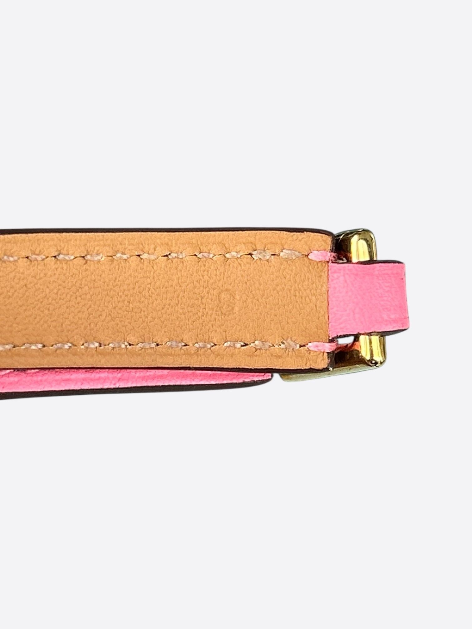 Hermes Pink Swift & Gold Hardware Rivale Double Tour Bracelet Size ONE SIZE - 3 Thumbnail