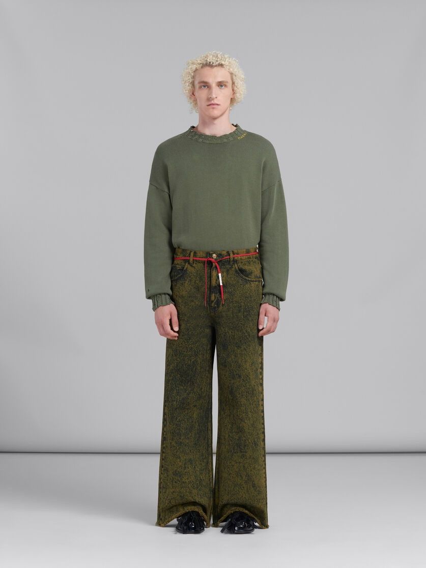 Marni oc11z0525 Marble Dyed Denim Flared Jeans in Green Size US 30 / EU 46 - 2 Thumbnail