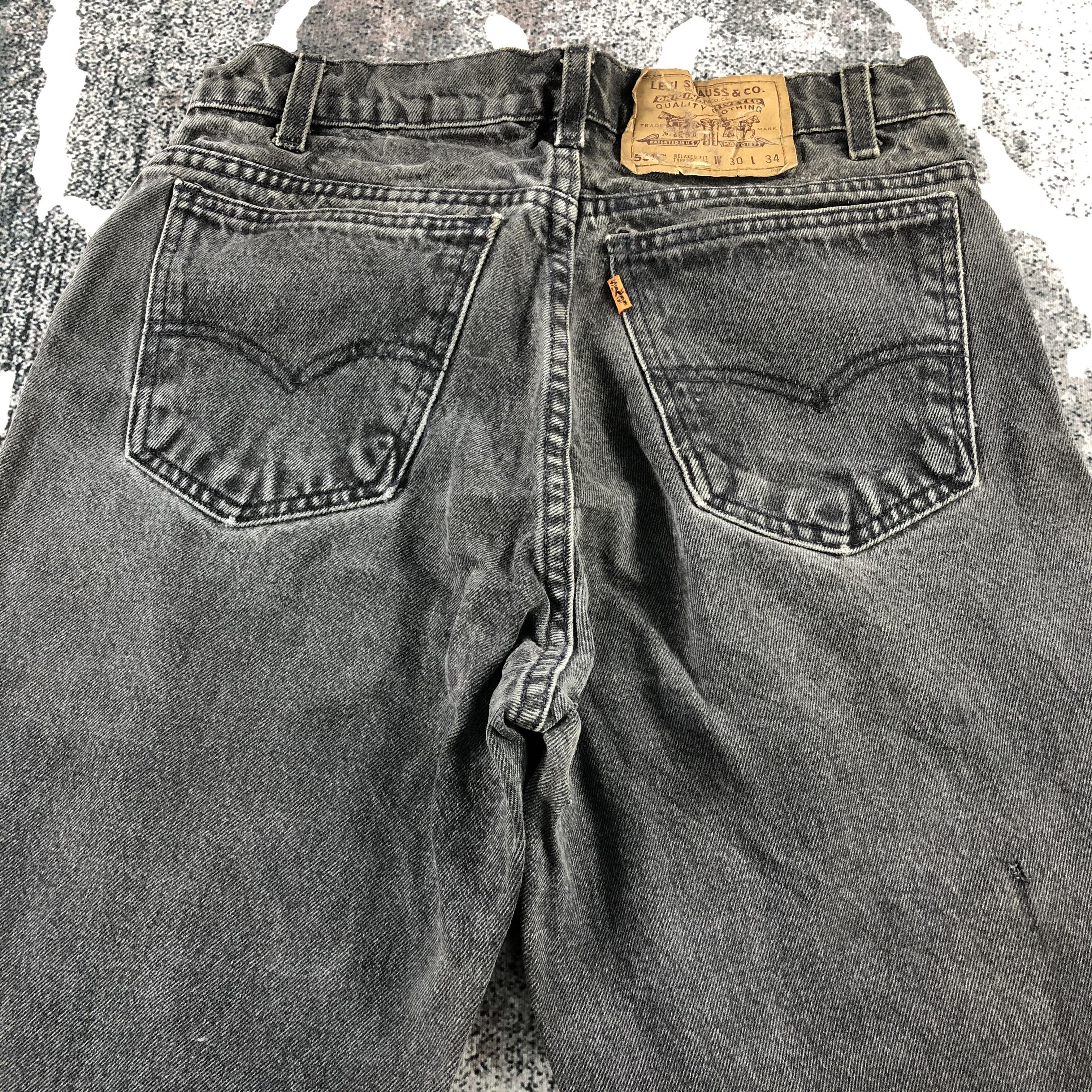 Levi's Vintage 90s Levis 550 Jeans Distress Black Denim KJ901 Size US 29 - 4 Thumbnail