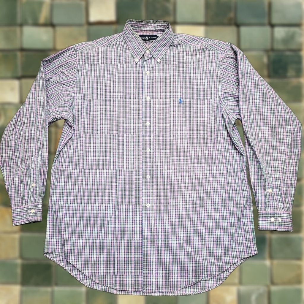 Ralph Lauren Ralph Lauren Shirt Men Large Lavender Green Plaid Button-Down Casual Pony Classic Fit Size US L / EU 52-54 / 3 - 1 Thumbnail