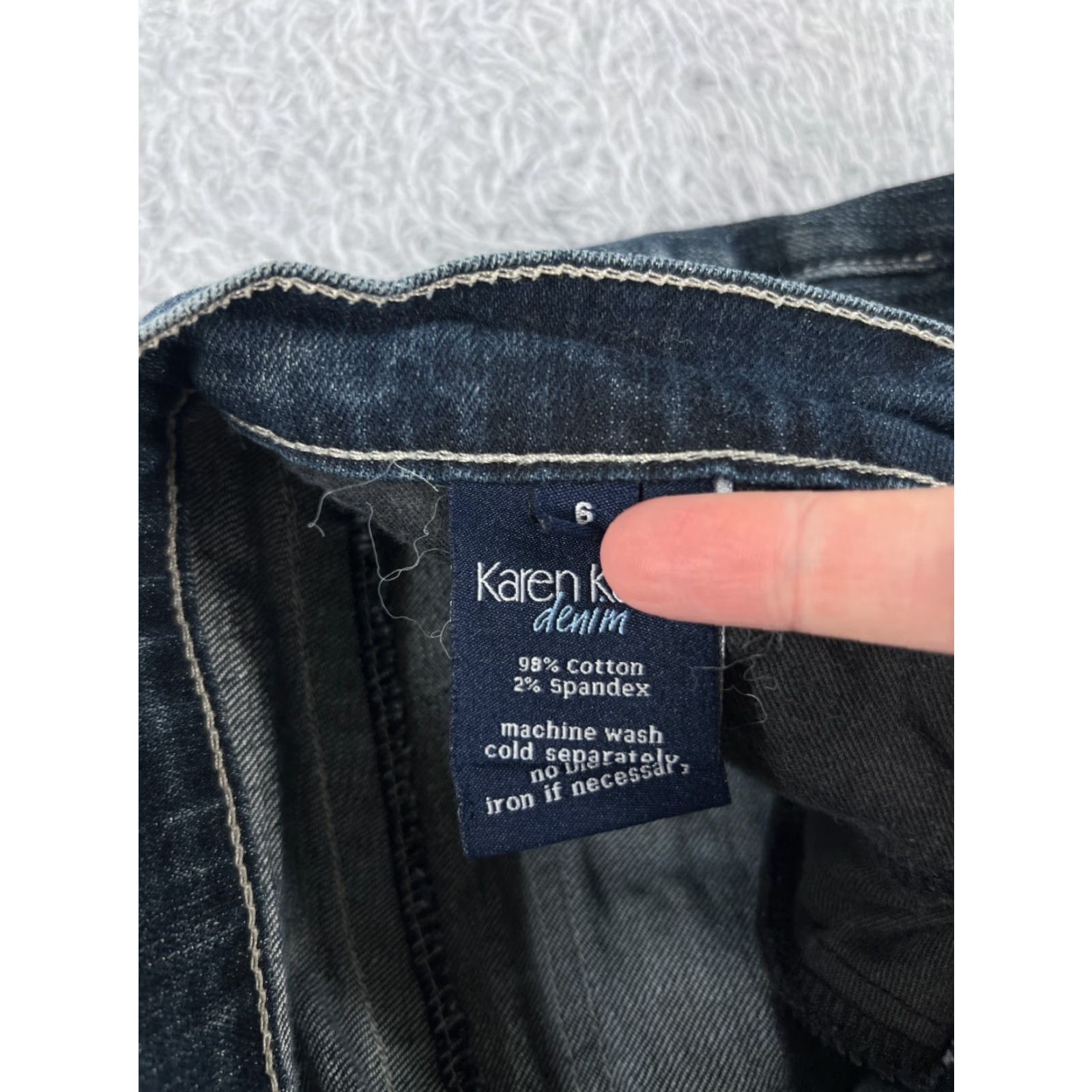 Vintage Karen Kane Jeans Womens 6 Blue Denim Flared Low Rise 27x30 Cotton Blend Size 28" / US 6 / IT 42 - 7 Thumbnail