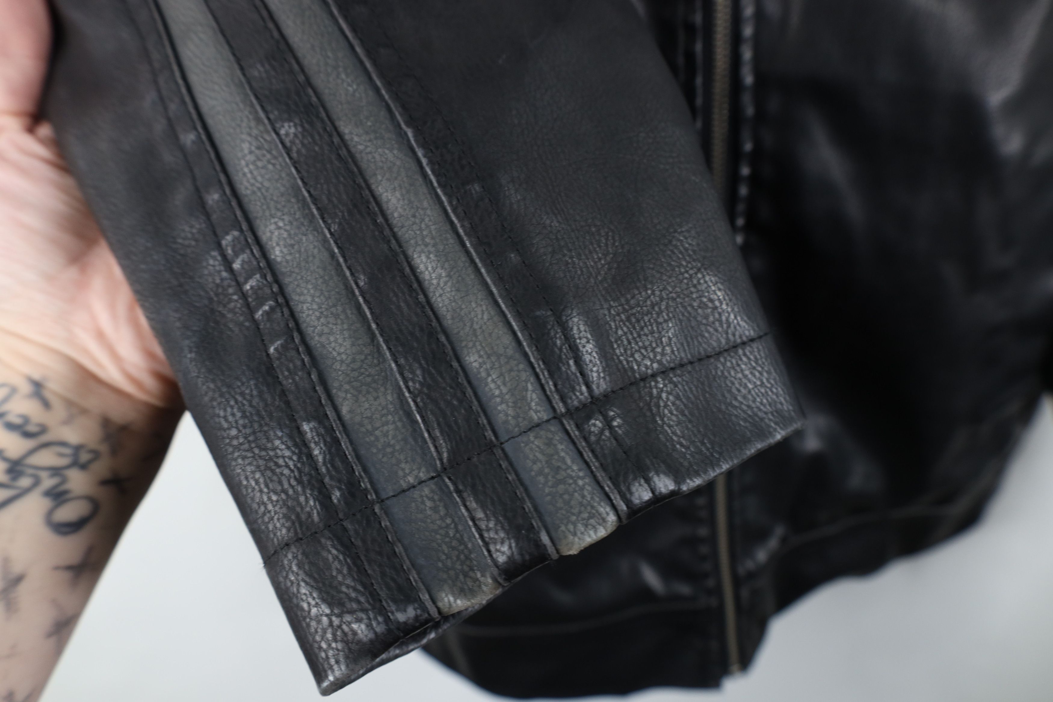 Vintage Vintage 90s Y2K Streetwear Hooded Leather Jacket Black Size US XL / EU 56 / 4 - 5 Thumbnail
