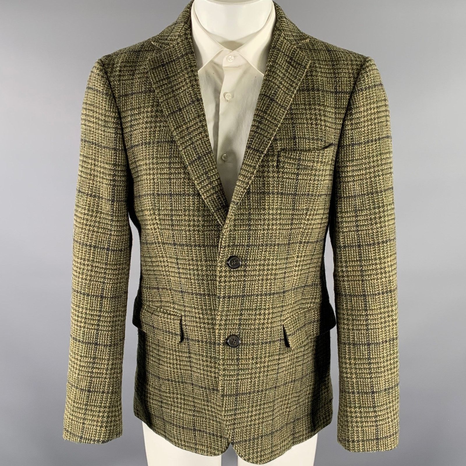 Officine Generale OFFICINE GENERALE 42 Green Tan Tartan Wool Sport Coat Size 42R - 1 Thumbnail