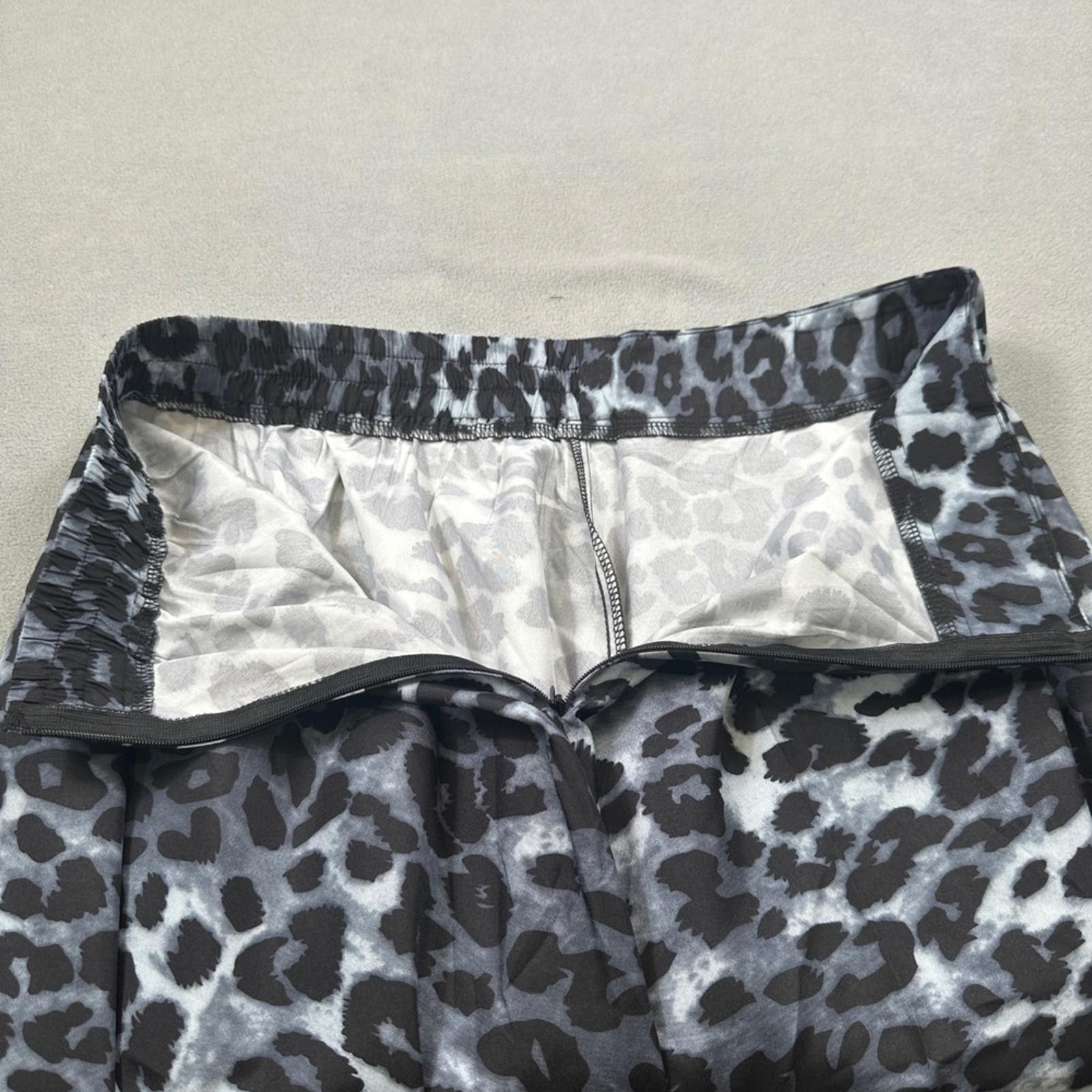 Other S.Deer Skirt L Womens Gray Black White Leopard Print Size 36" / US 14 / IT 50 - 6 Thumbnail
