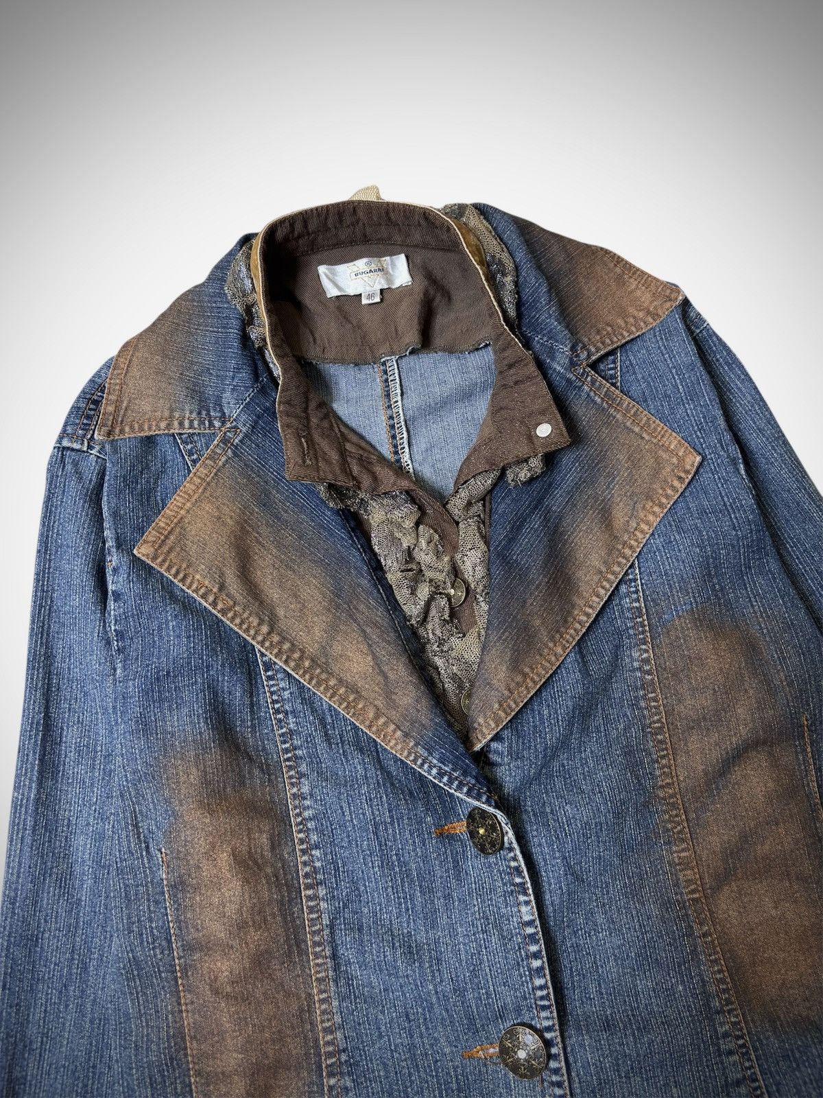 Vintage BUGGARI - Denim Blazer Fairy Style Size L / US 10 / IT 46 - 3 Thumbnail