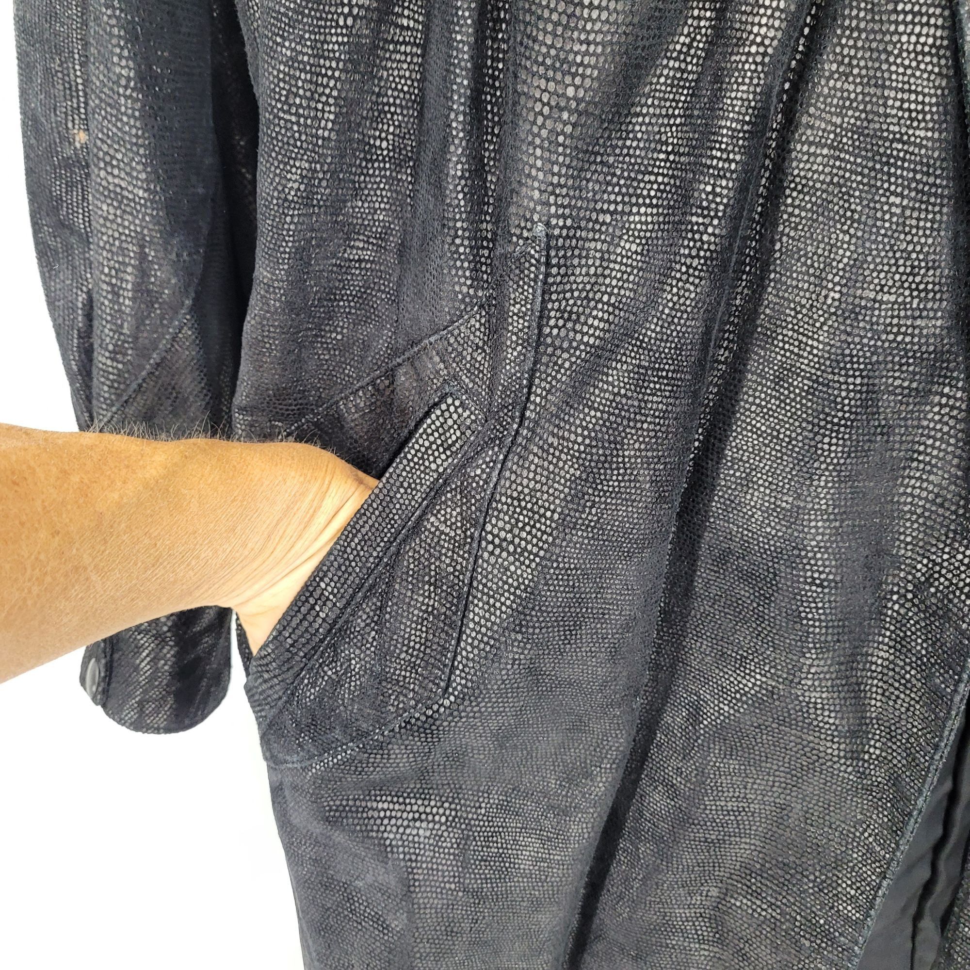 Vintage Vtg 80s Genuine Leather Jacket Sz L Black Oil Slick Textured Size L / US 10 / IT 46 - 7 Thumbnail