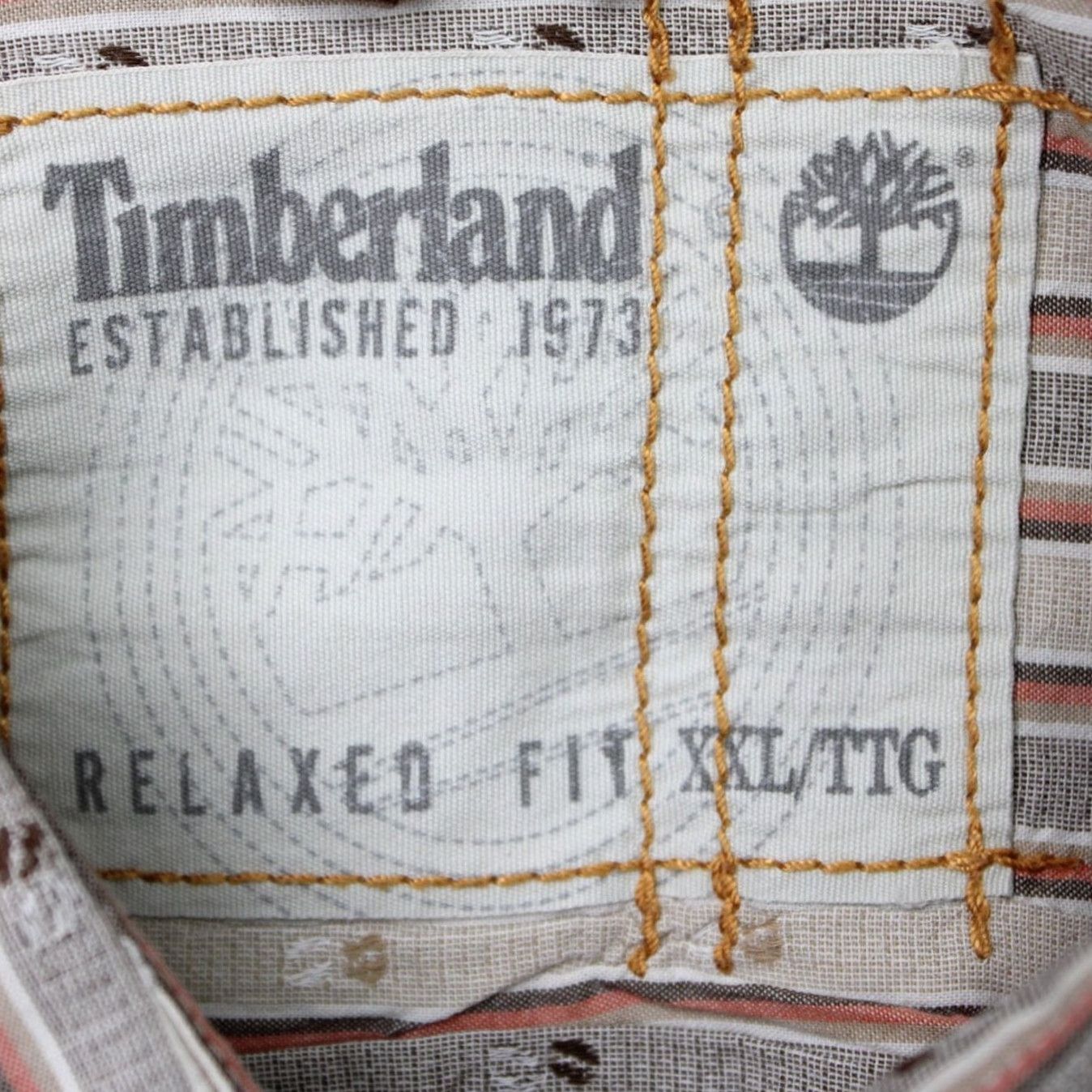 Timberland Timberland Shirt Mens 2XL Brown Striped Geometric Long Sleeve Button-Up Casual Workwear Size US XXL / EU 58 / 5 - 7 Thumbnail