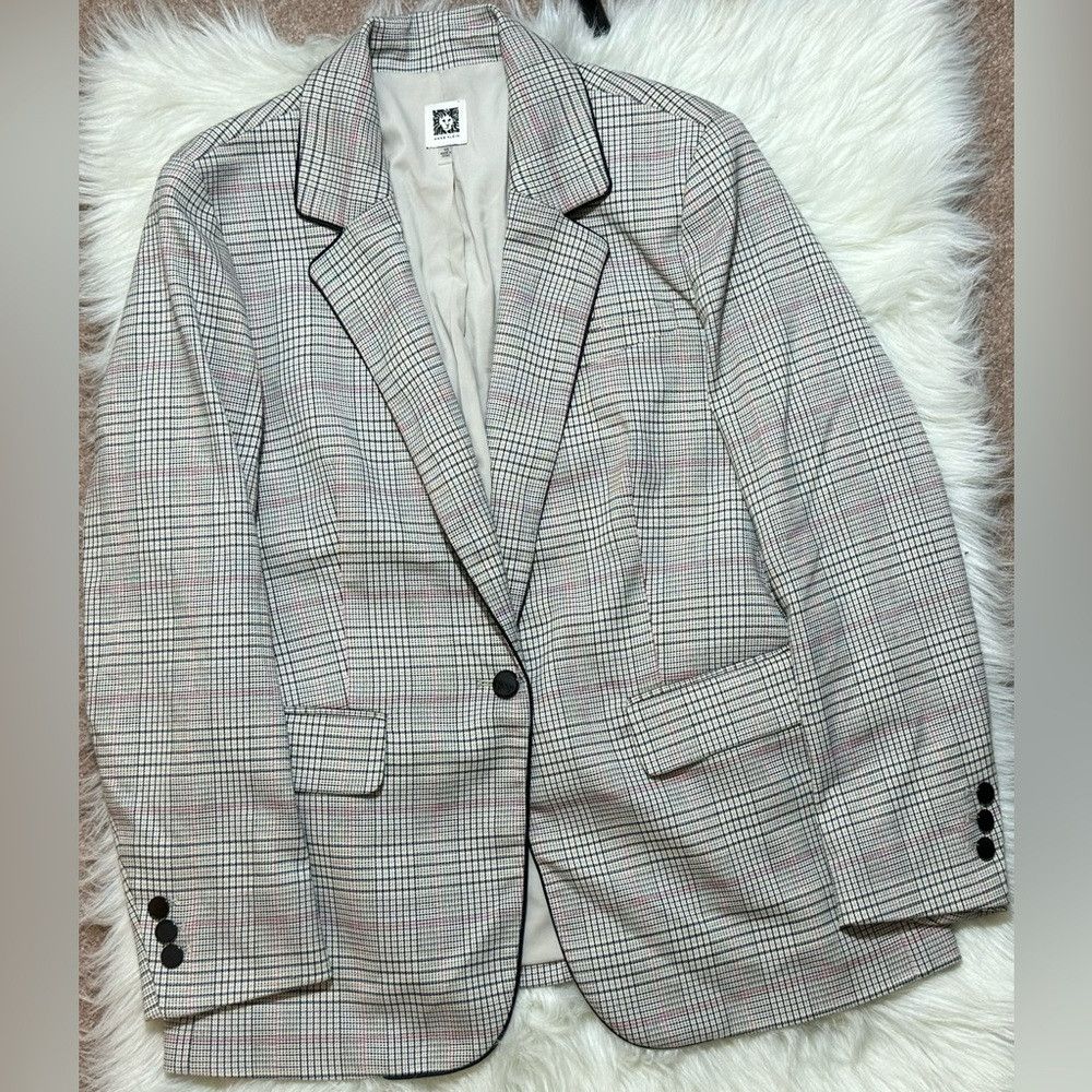 Anne Klein Anne Klein One Button Preppy Glen Plaid Blazer Pink Single Size L / US 10 / IT 46 - 2 Thumbnail
