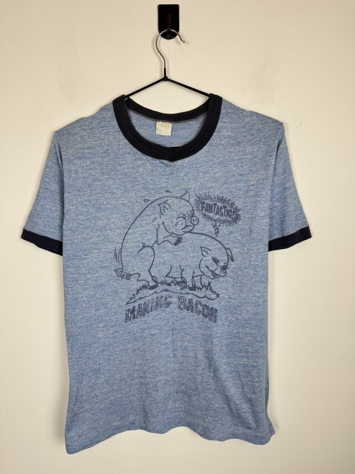 Vintage Vintage RingerShirt Making Bacon Pig Graphic Single Stitch Size US S / EU 44-46 / 1 - 1 Thumbnail