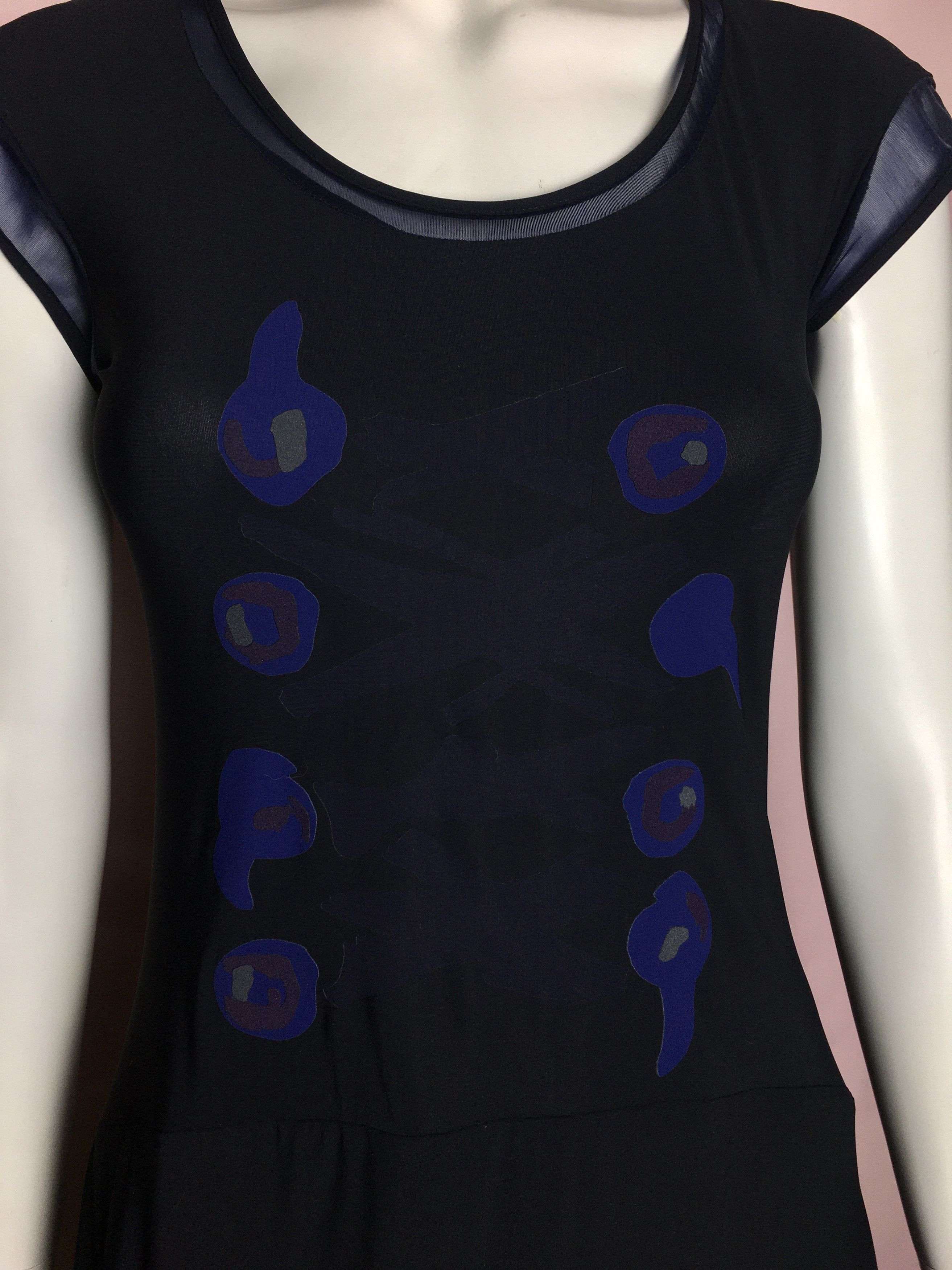 Marithe + Francois Girbaud Marithe Francois Girbaud Designer Print Black Dress Sz US 5 Size S / US 4 / IT 40 - 2 Thumbnail
