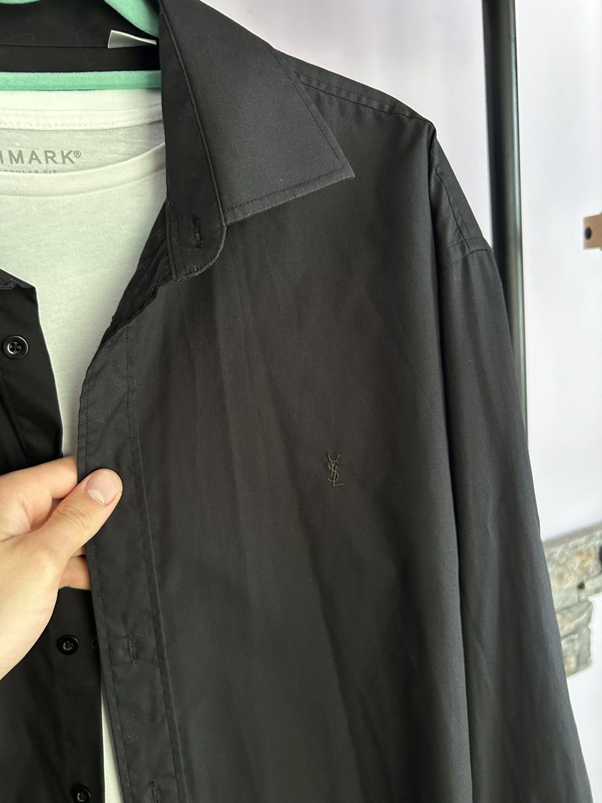 Yves Saint Laurent Ysl Yves saint laurent Button Up Black Shirt logo Size US XL / EU 56 / 4 - 9 Thumbnail