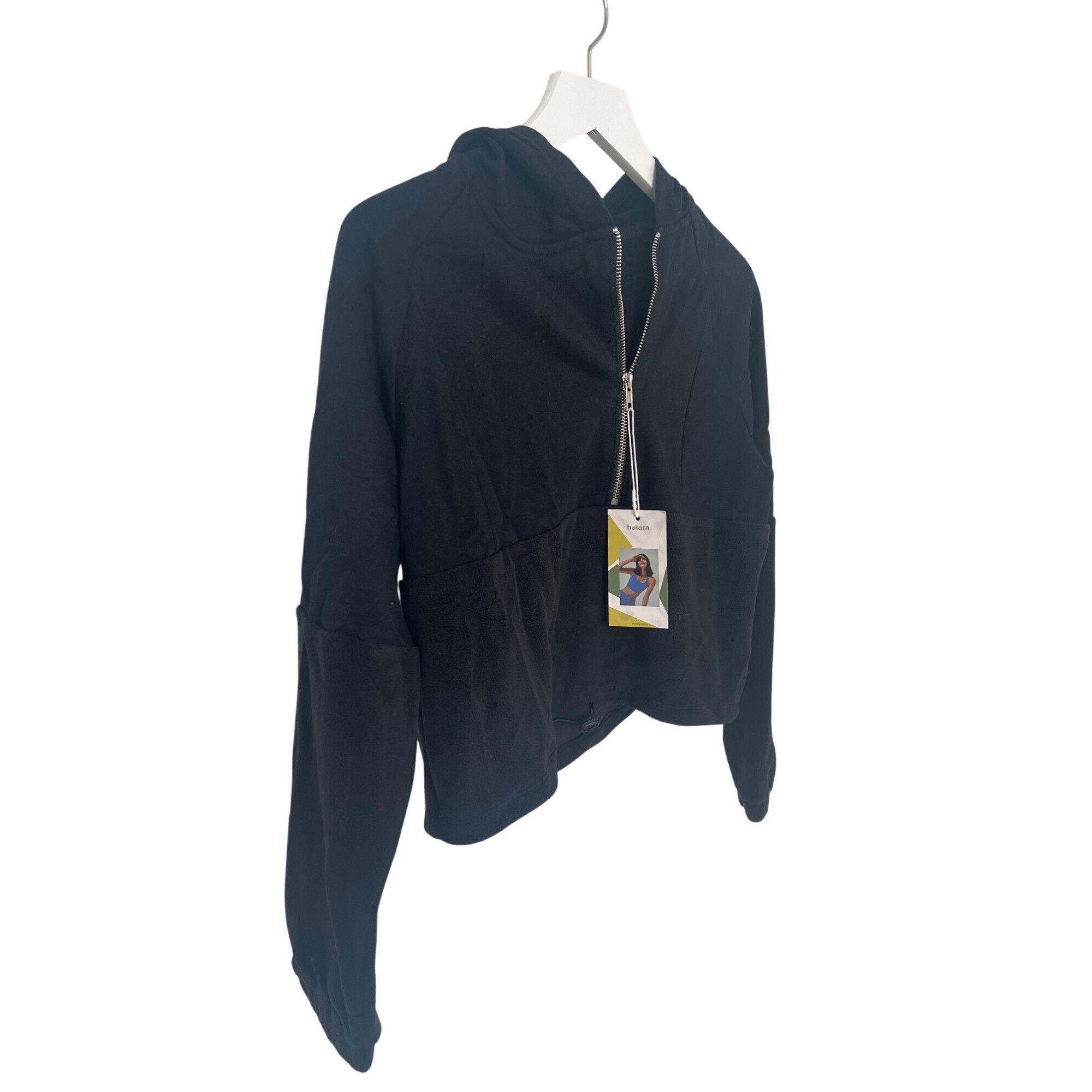 Other Halara Black Hoodie Crop Top Half-Zip Design Size XS / US 0-2 / IT 36-38 - 2 Thumbnail