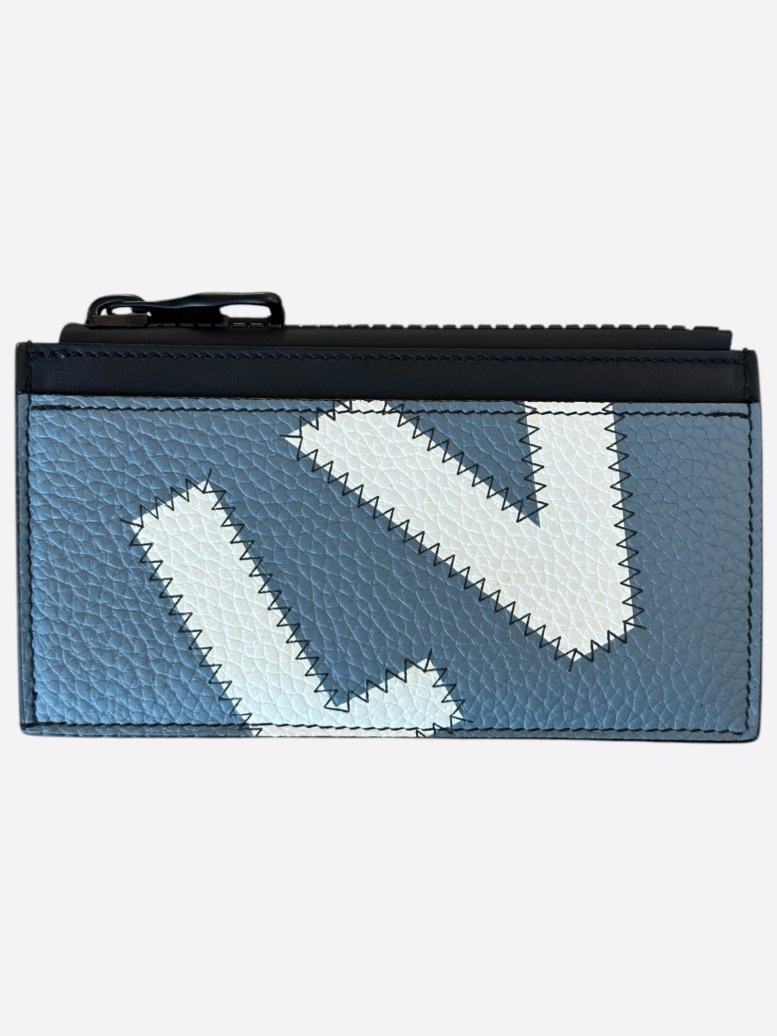 Louis Vuitton Louis Vuitton Blue & White Taurillon Logo Coin Card Holder Size ONE SIZE - 1 Thumbnail