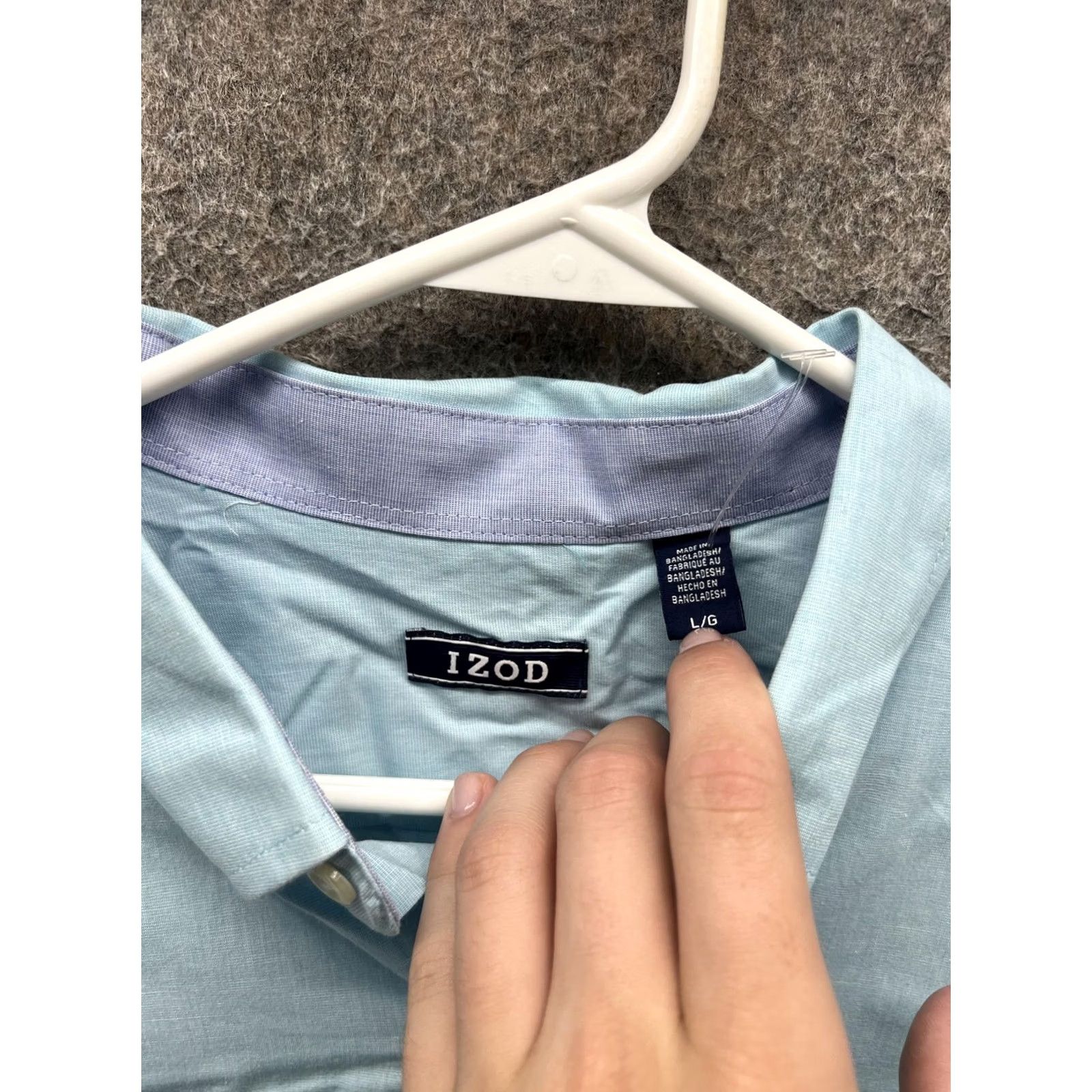 Izod IZOD Shirt Mens Large Blue Solid Long Sleeve Button Front Casual Woven NEW Size US L / EU 52-54 / 3 - 4 Thumbnail