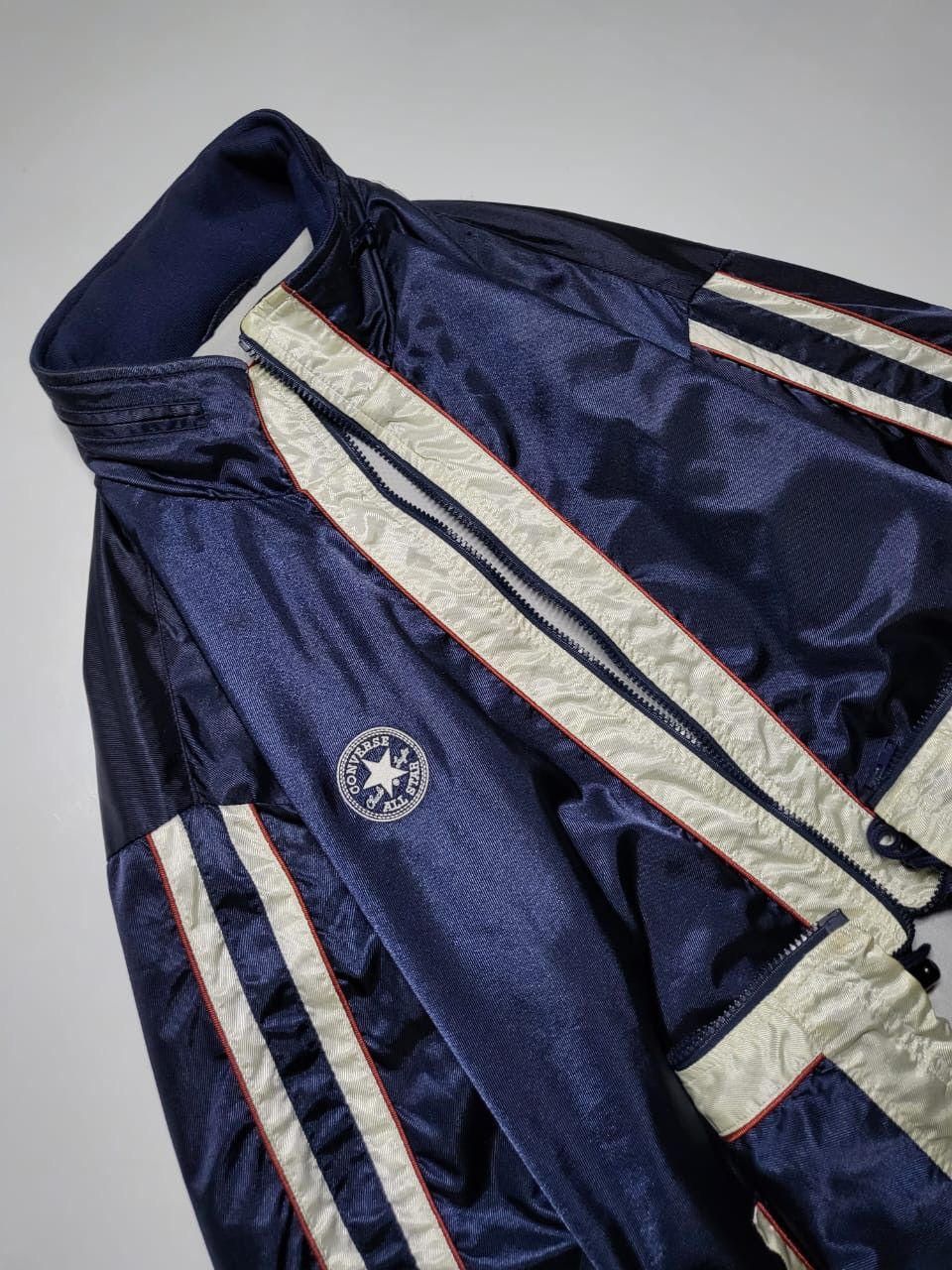 Converse × Vintage Converse navy metallic biglogo Windbreaker Jacket Size US L / EU 52-54 / 3 - 12 Thumbnail