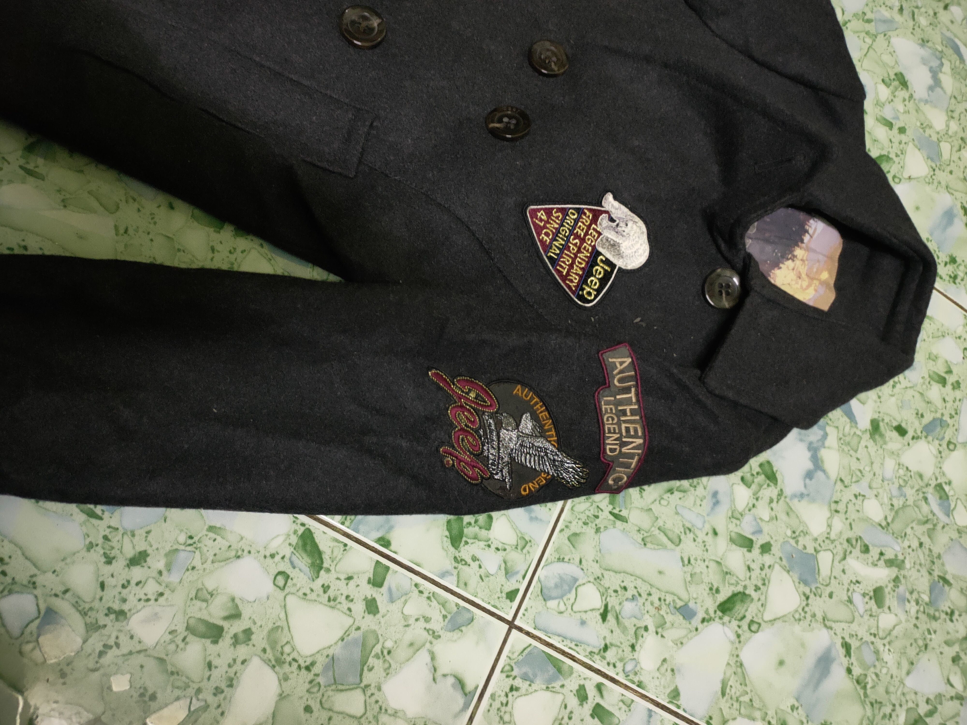 Jeep Stylist Double Breasted Peacoat with patches Size 34S - 3 Thumbnail