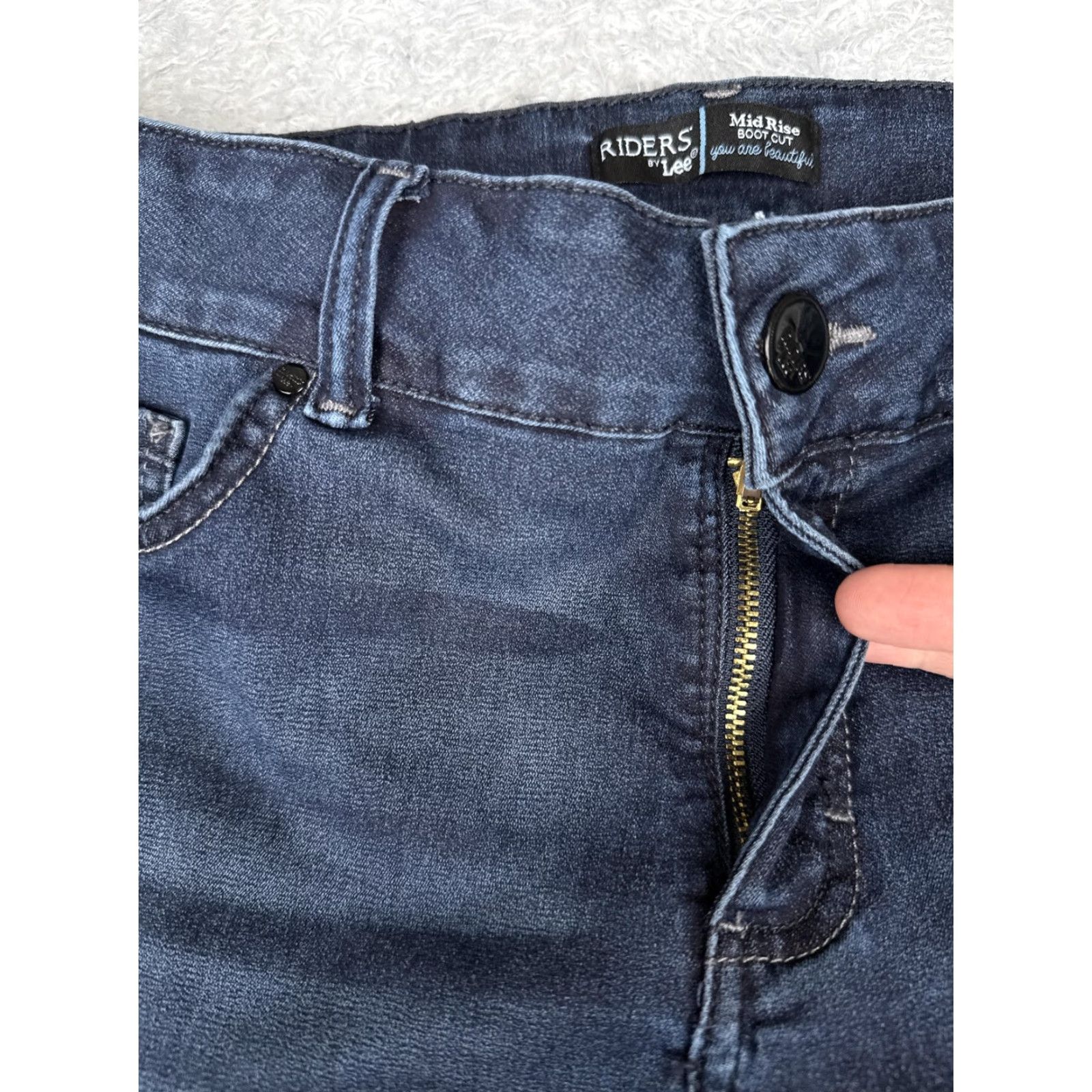 Lee Riders By Lee Jeans Womens 32 Blue Dark Wash Mid Rise Bootcut Denim Cotton 32x28 Size 24" / US 00 / IT 34 - 5 Thumbnail