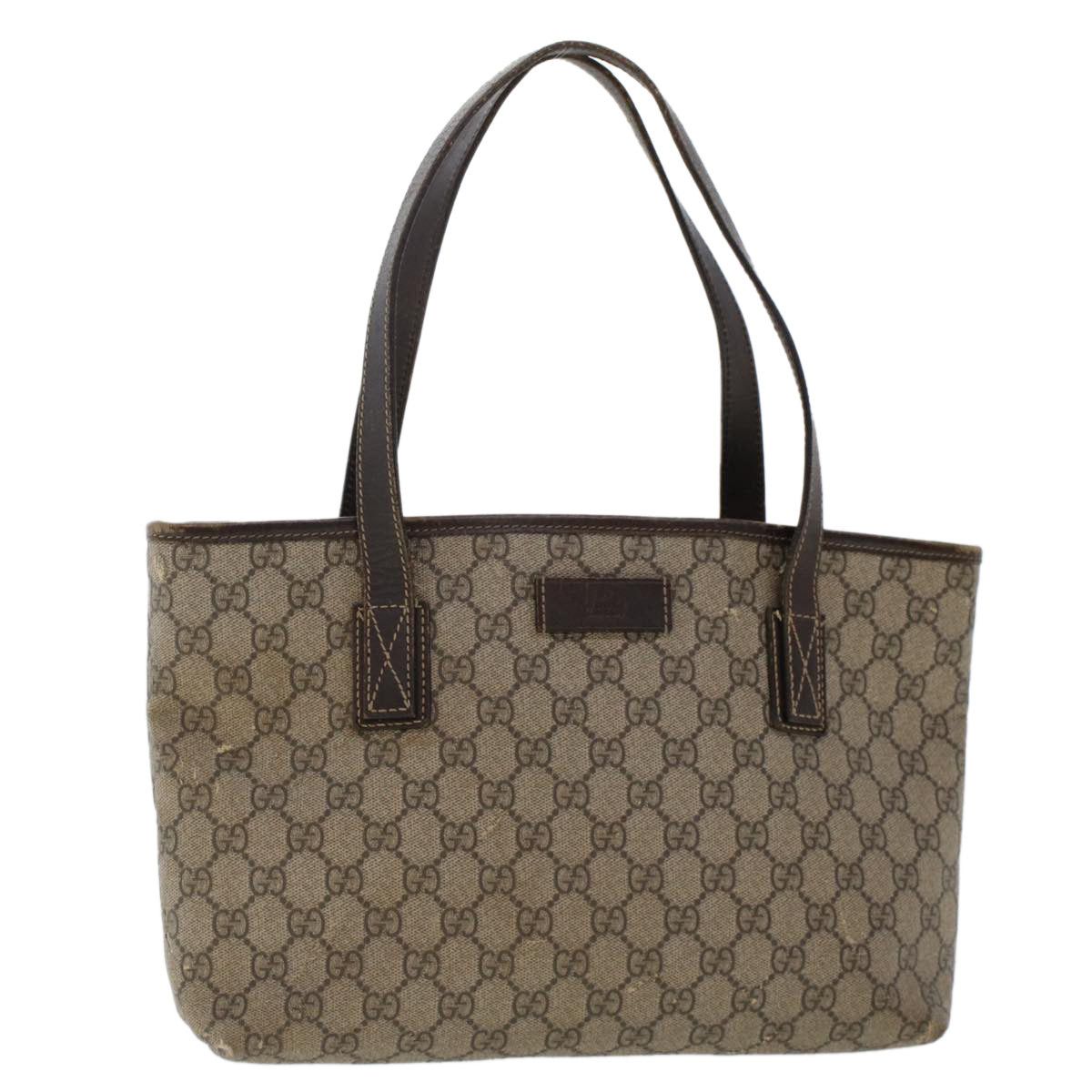 image of Gucci GG Canvas Tote Bag Pvc Leather Beige 211138 Auth Ac1991 in Black, Women's