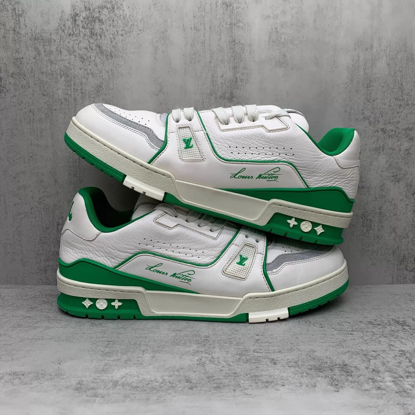 Louis Vuitton Lv Trainer Green Cement White Green Sneaker 42.5 95 New Size US 9.5 / EU 42-43 - 2 Thumbnail