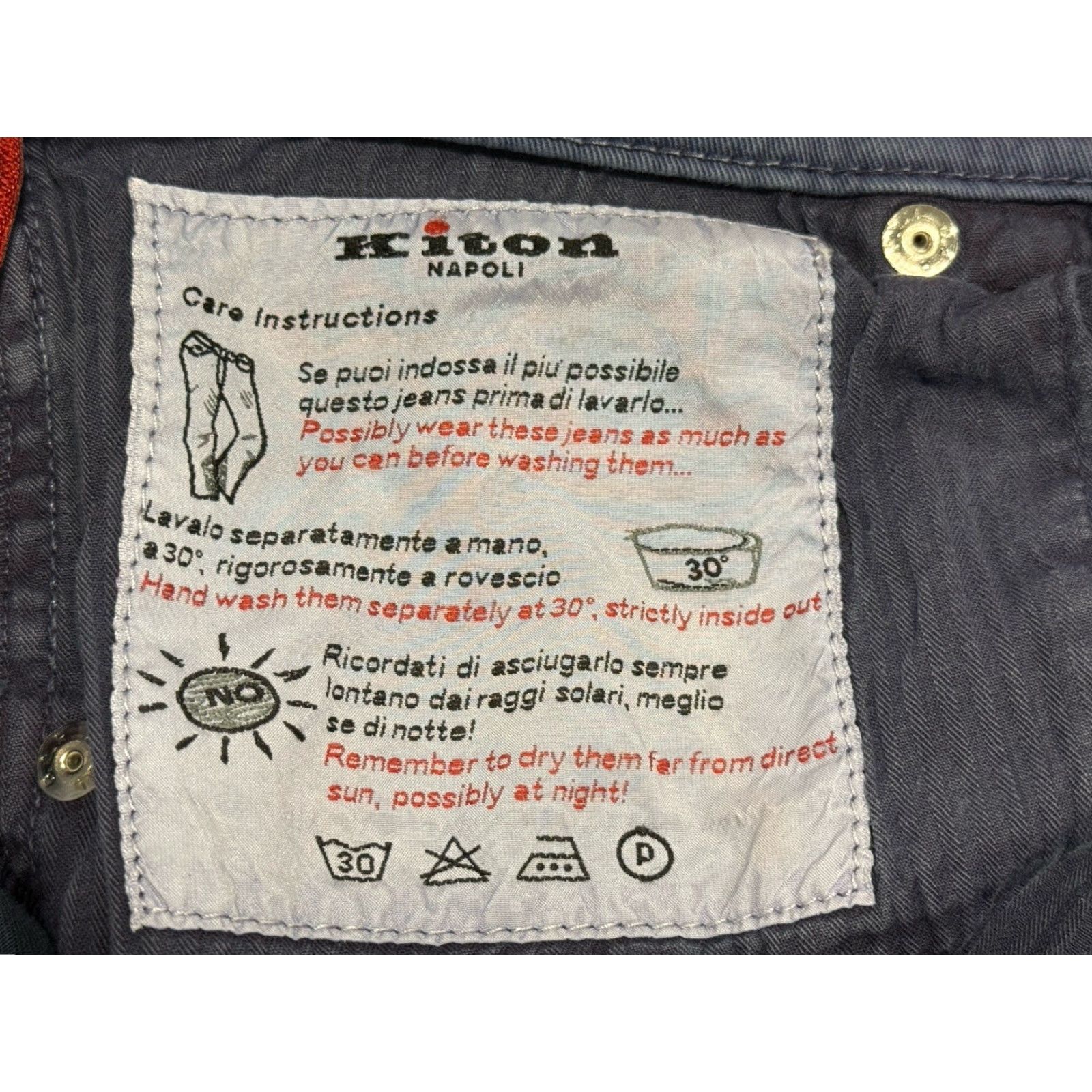 Kiton Kiton Napoli Men's Pants Blue 5 Pocket Khaki Button Fly 38 Regular Waist 35 Inseam 30 in Size US 38 / EU 54 - 5 Thumbnail