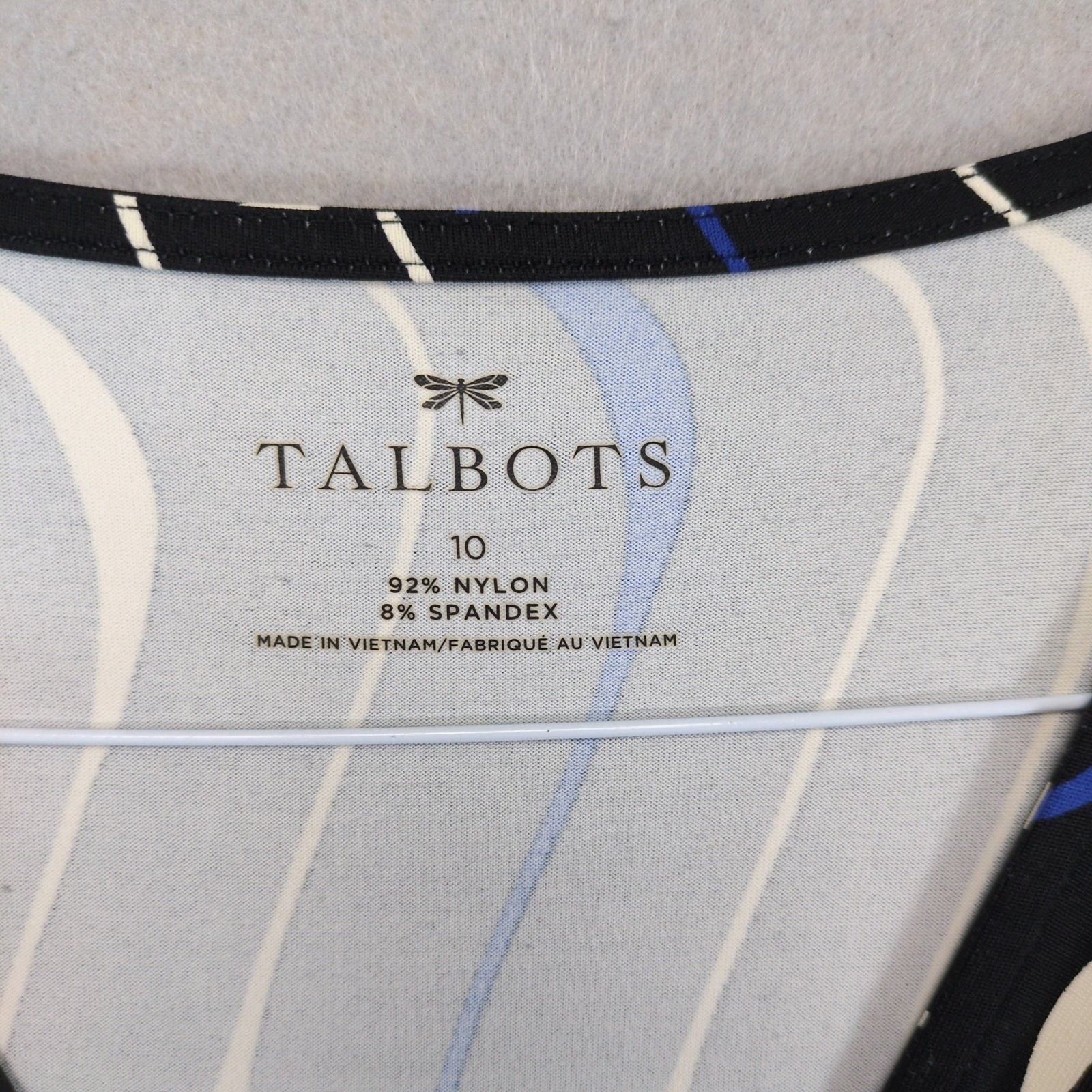 Vintage Vtg Talbots Sz 10 Black Whimsical Waves Wrap V Midi Dress Size L / US 10 / IT 46 - 2 Thumbnail