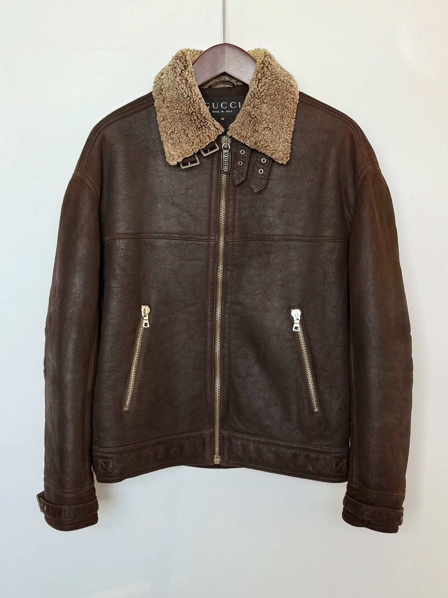 Gucci Gucci Brown Suede Shearling Jacket Tom Ford Era 48 Size US M / EU 48-50 / 2 - 1 Thumbnail