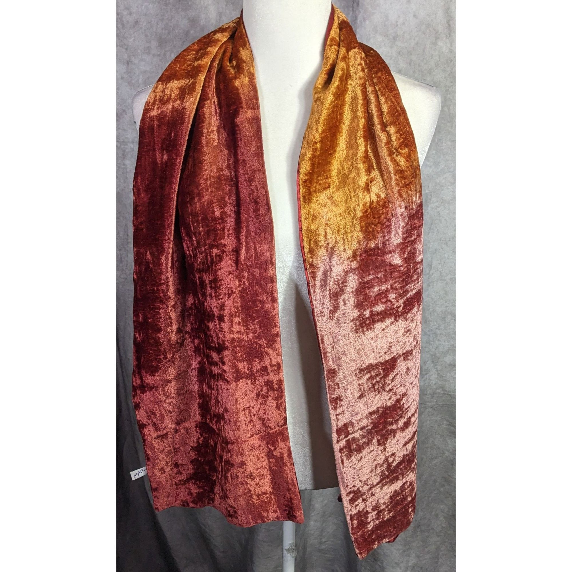 Other Vintage One If By Land Velvet Scarf Ombre Red Gold Pink 60"x Size ONE SIZE - 9 Thumbnail