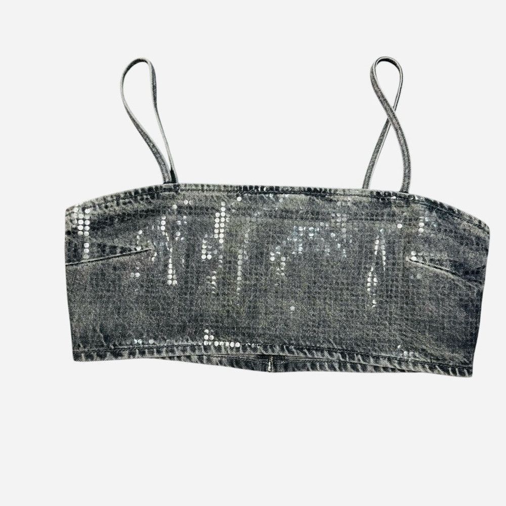 Zara New ZARA TRF Sequin Foil Denim Crop Grey Top Size L Size L / US 10 / IT 46 - 5 Thumbnail