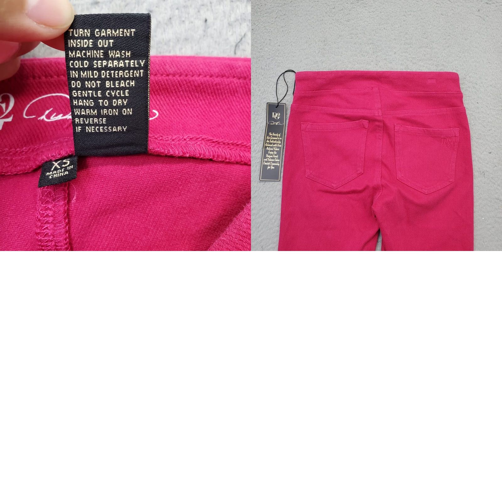 Denime Diane Gilman DG2 Skinny Jeans Womens XS Pink Denim Stretch Flat Front Pull On Jeans Size 26" / US 2 / IT 38 - 8 Thumbnail