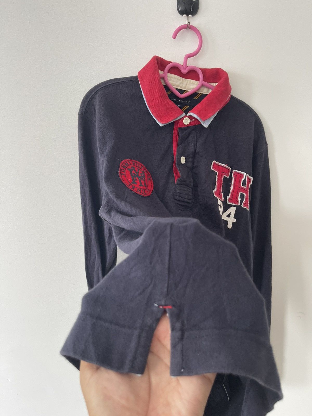 Tommy Hilfiger Rare Vintage TOMMY HILFIGER TH54 Spell Out Double Colar Polo Size US M / EU 48-50 / 2 - 6 Thumbnail