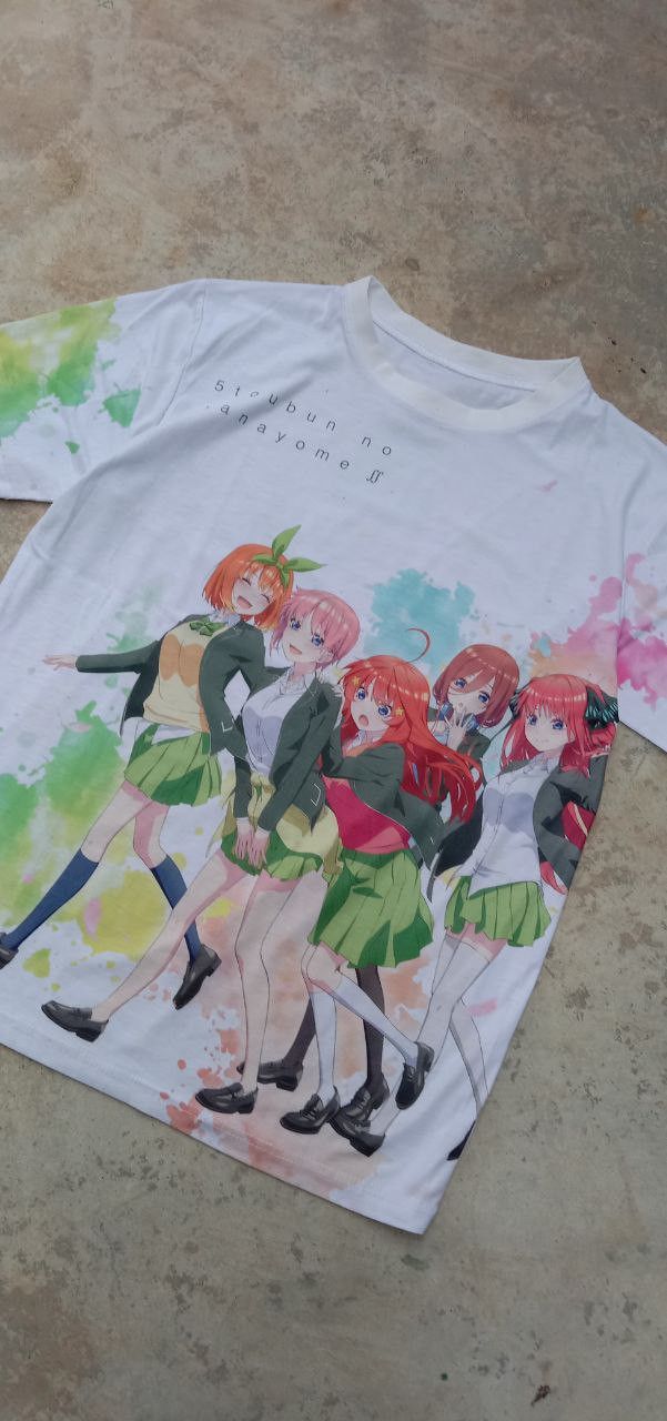 image of Anima x Cartoon Network Overprint Gotoubun No Hanayome in White, Men's (Size Large)