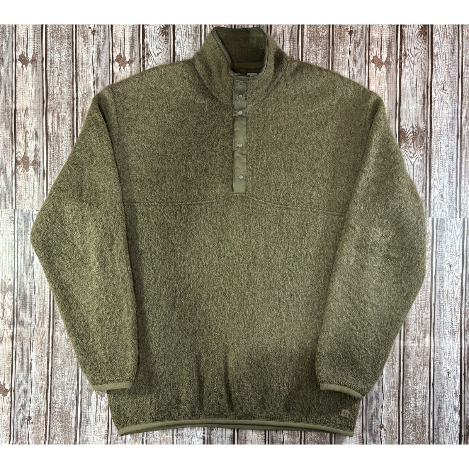 Nanamica NANAMICA 1/4 SNAP mohair blend sweater size L color olive gr Size US L / EU 52-54 / 3 - 1 Thumbnail