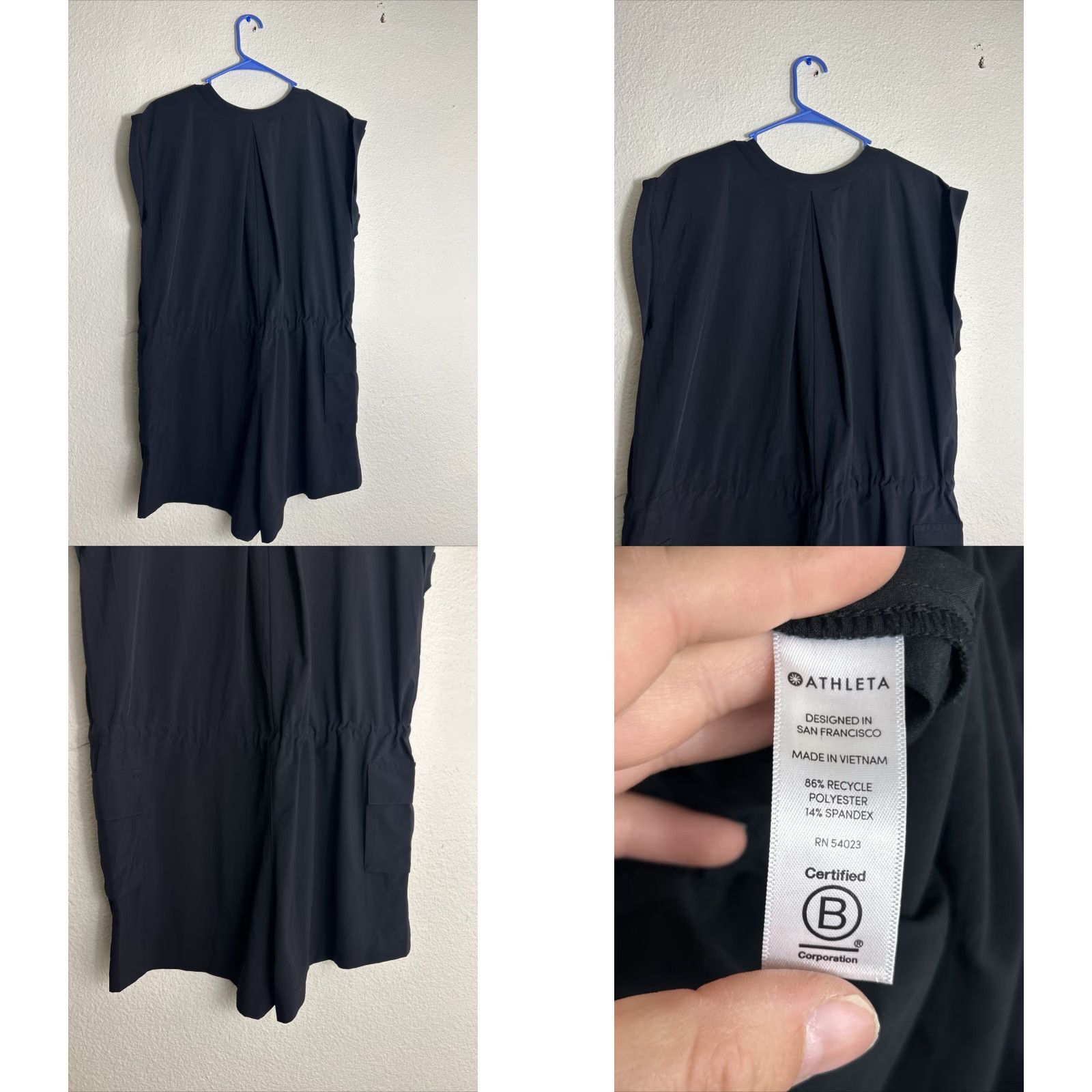Athleta Athleta Romper Women's 12 Black Cap Sleeve Short Sleeve 3.5" Inseam Semi-Fitted One-Piece Size 34" / US 12 / IT 48 - 8 Thumbnail
